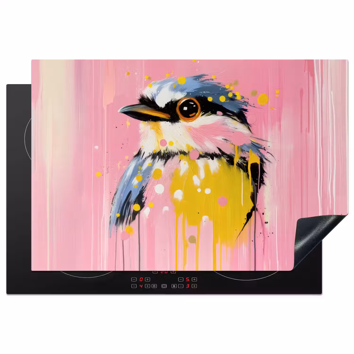 Vogel - Roze - Geel - Blauw Inductie beschermer vinyl 3mm klein -3d