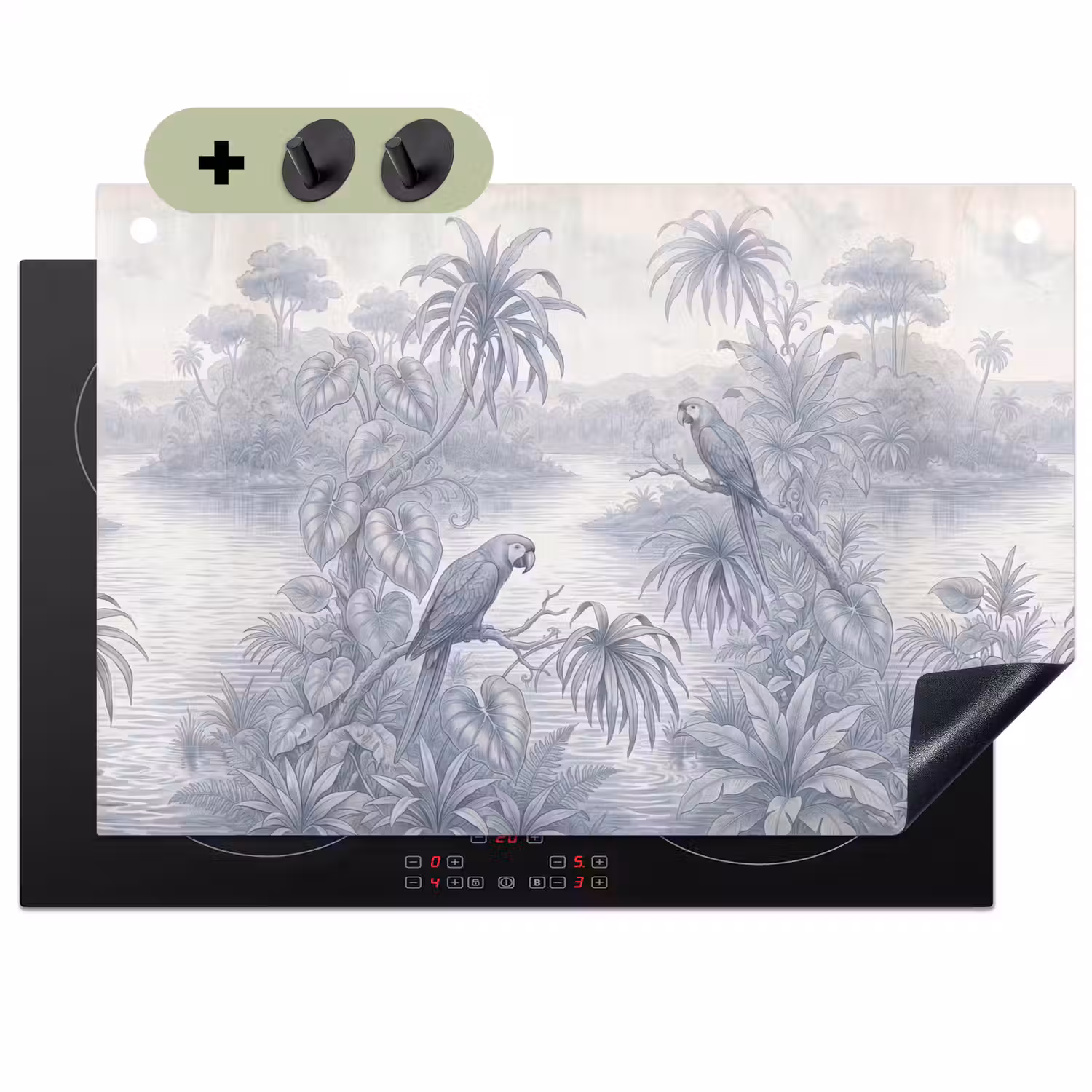 Vogel - Rivier - Tropisch - Illustratie - Blauw Inductie beschemer met haakjes klein -3d