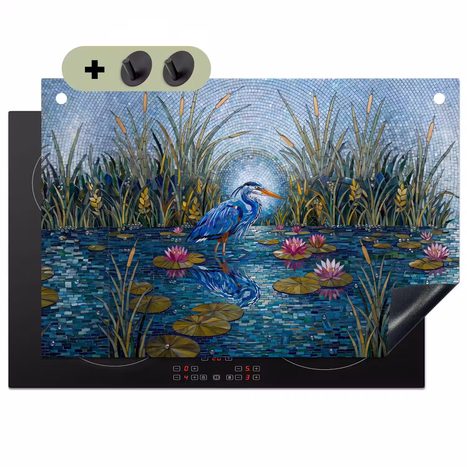 Vogel - Water - Natuur - Abstract - Blauw Inductie beschemer met haakjes klein -3d