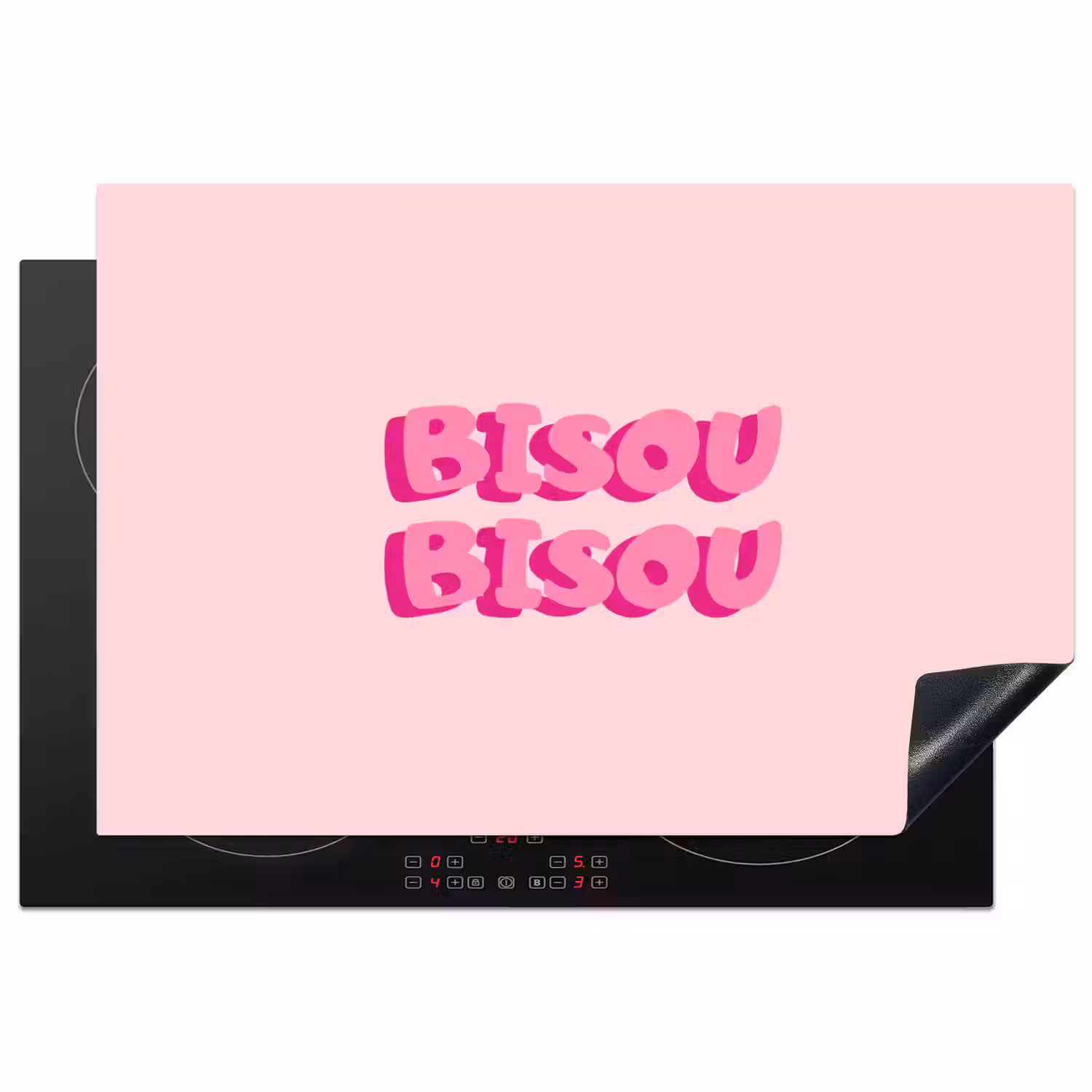 Bisou - Roze - Dikke letters Inductie beschermer vinyl 3mm klein -3d