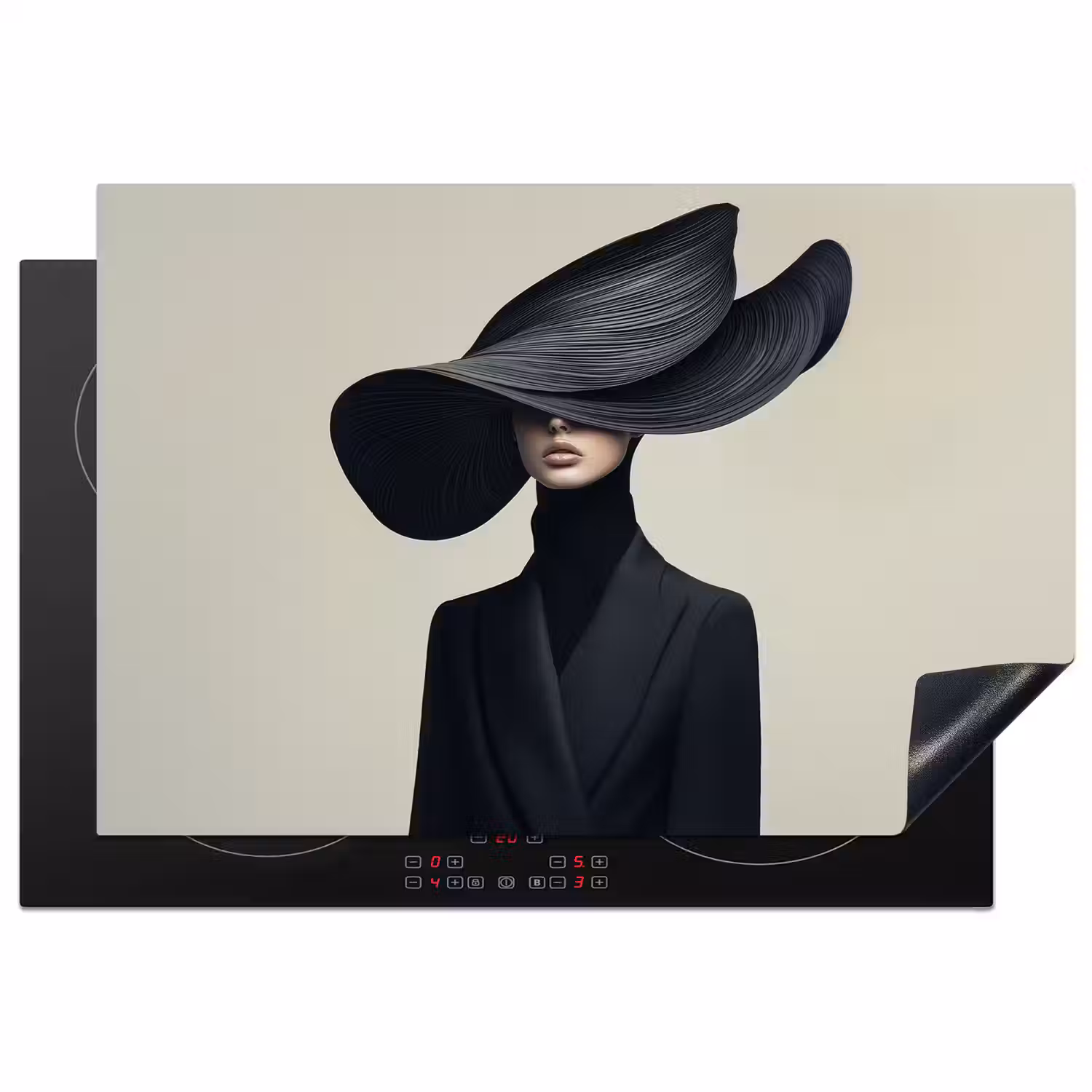Zwart - Vrouw - Hoed Inductie beschermer vinyl 3mm klein -3d