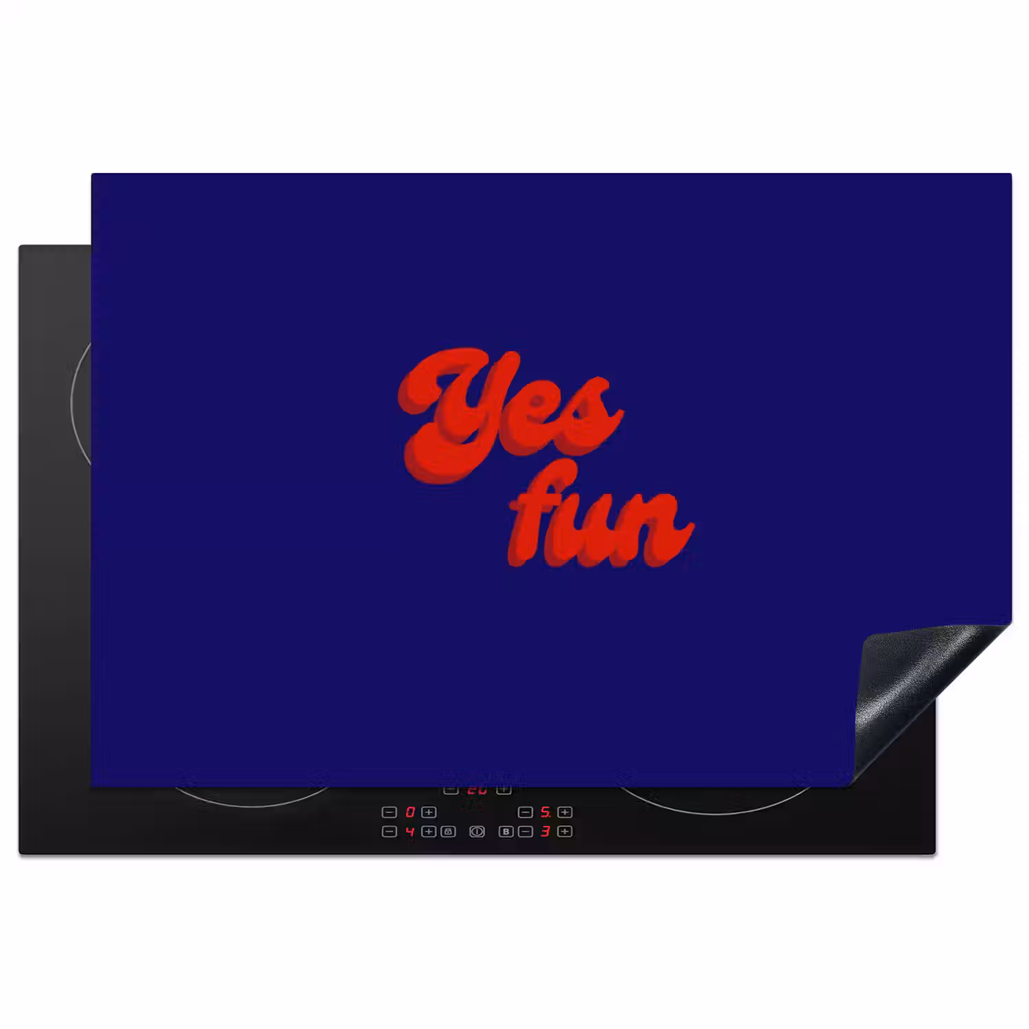 Blauw - Rood - Yes fun - 3D Inductie beschermer vinyl 3mm klein -3d