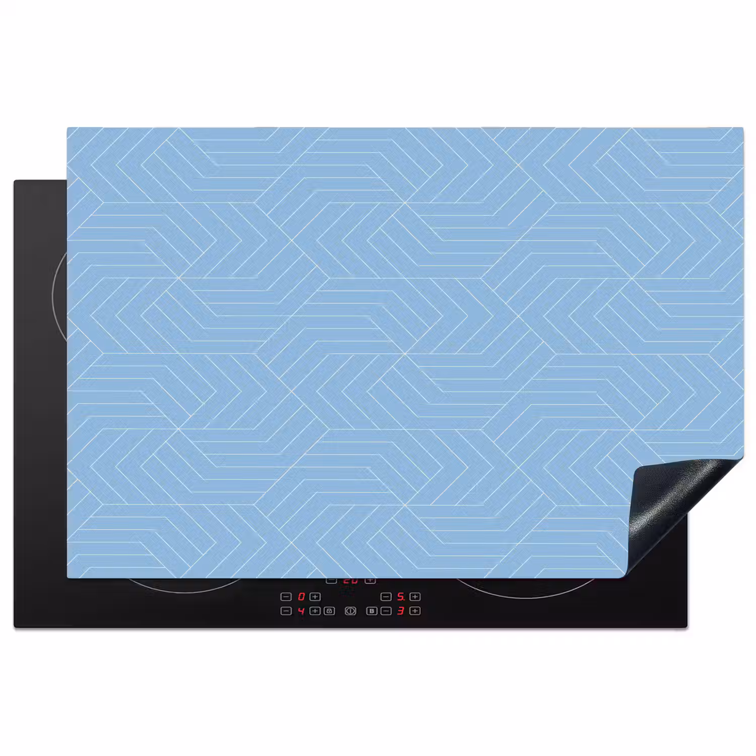 Blauw - Wit - Lijnen - Patroon Inductie beschermer vinyl 3mm klein 276 -3d