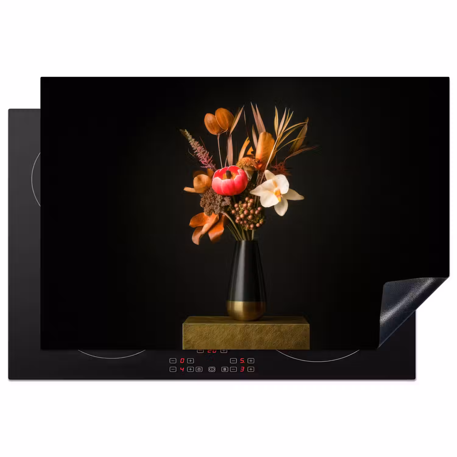 Boeket - Oranje - Gouden - vaas Inductie beschermer vinyl 3mm klein -3d