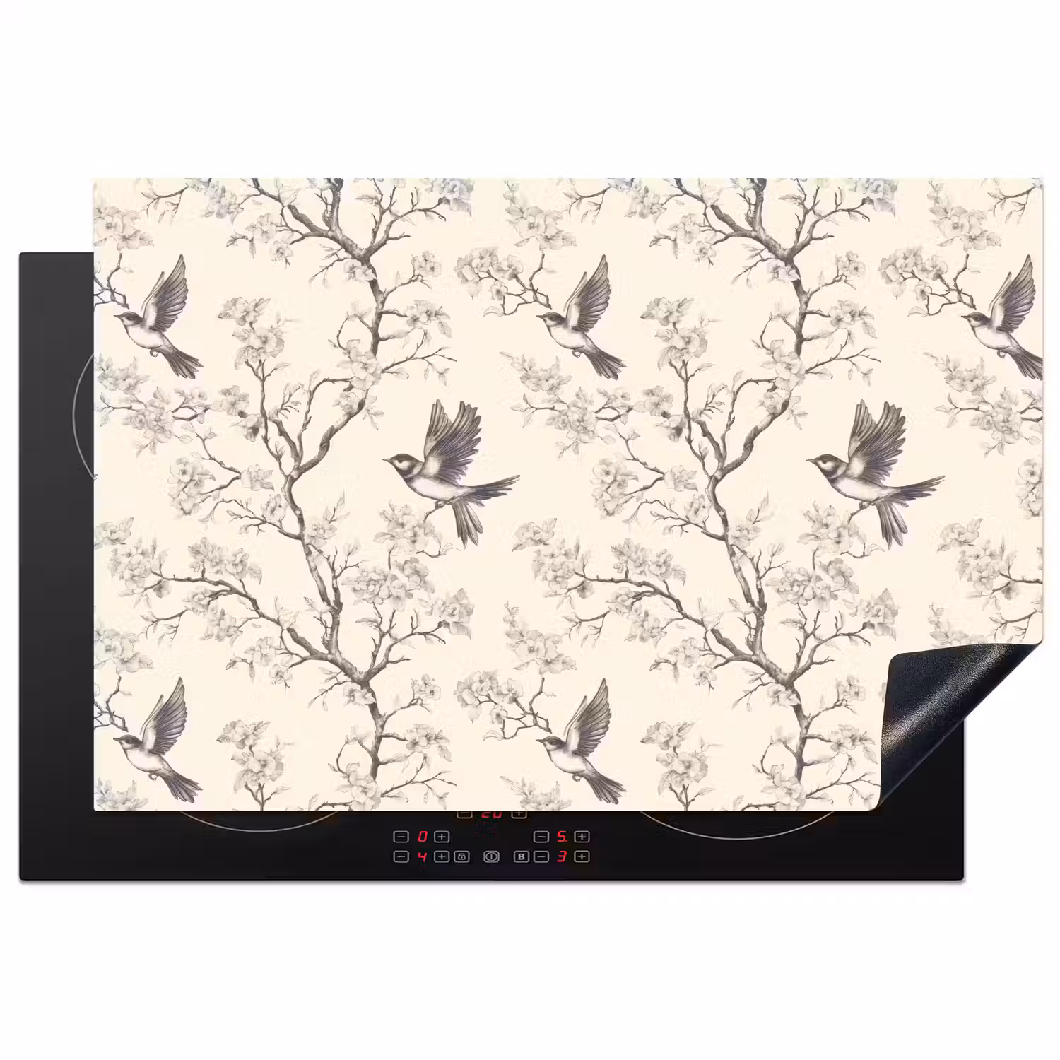 Takken - Vogels - Beige Inductie beschermer vinyl 3mm klein 276 -3d