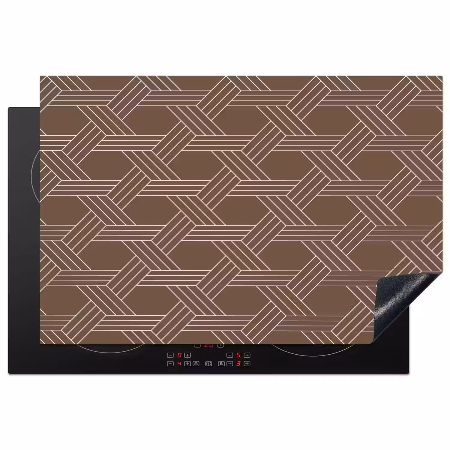 Bruin - Lijnen - Patroon Inductie beschermer vinyl 3mm klein 276 -3d