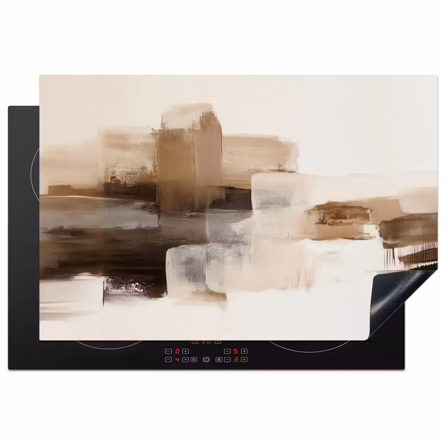 Penseelstreken - Abstract landschap - Rust Inductie beschermer vinyl 3mm klein -3d
