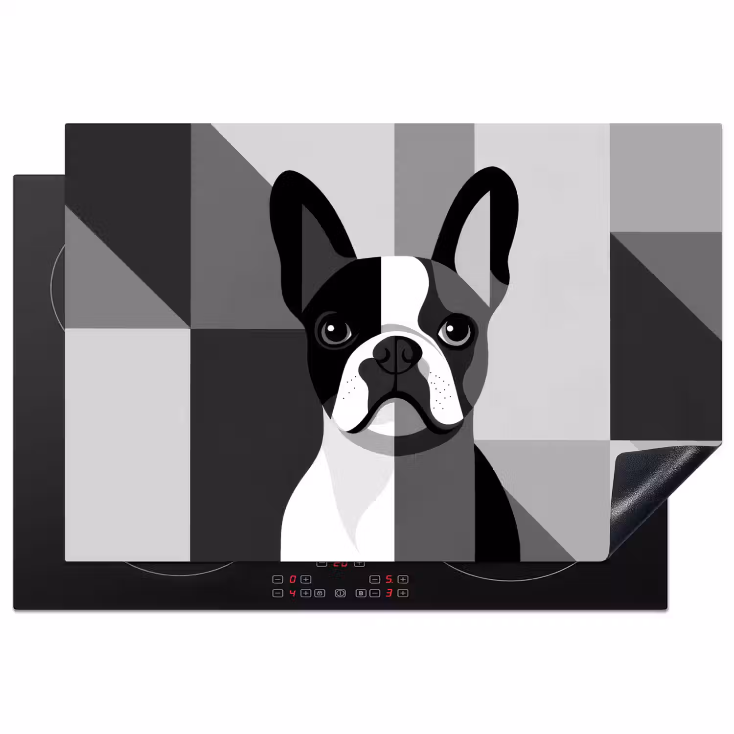 Buldog - Zwart - Abstract - Vlakken Inductie beschermer vinyl 3mm klein -3d