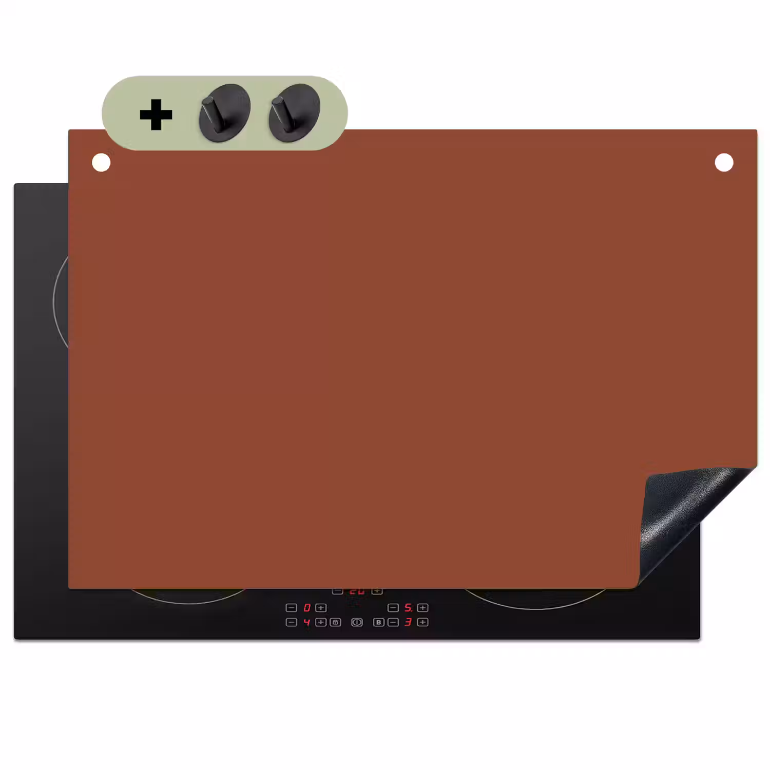 Burnt - Mahogany - Terracotta Inductie beschemer met haakjes klein 777 -3d