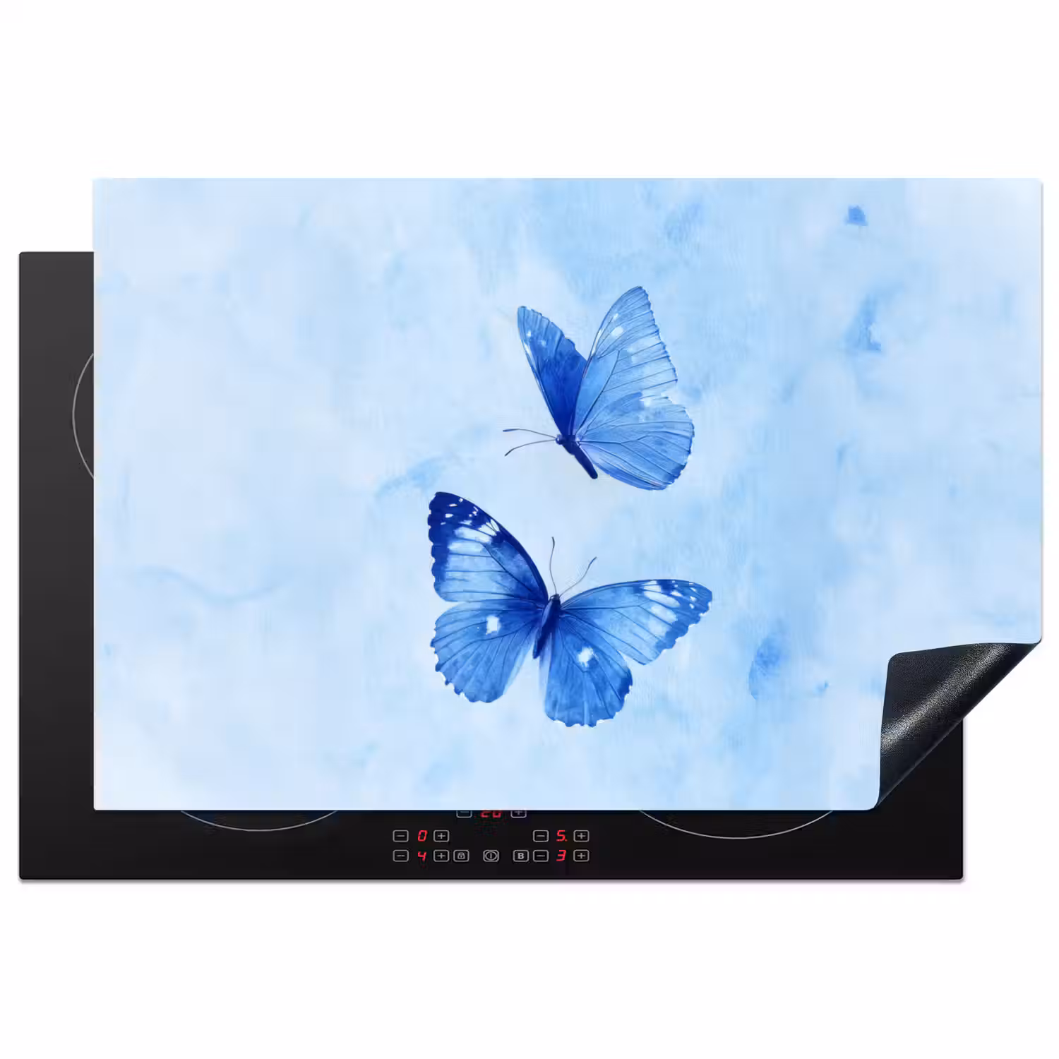 Vlinders - Sierlijk - Blauw Inductie beschermer vinyl 3mm klein -3d