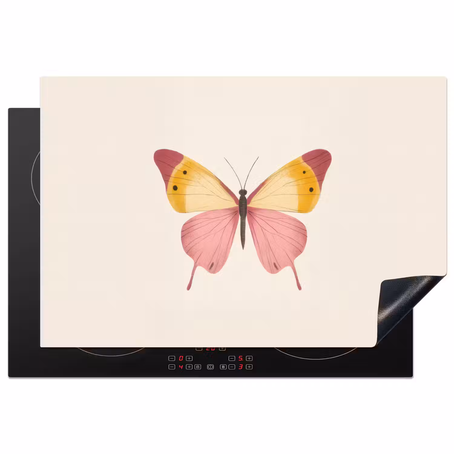 Vlinder - Illustratie - Roze Inductie beschermer vinyl 3mm klein -3d