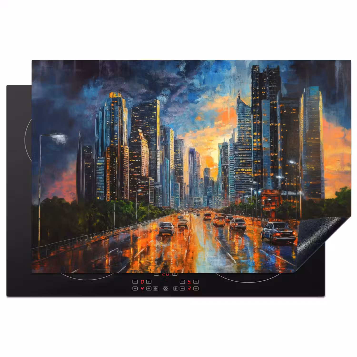 Auto - Skyline - Zon - Blauw Inductie beschermer vinyl 3mm klein -3d