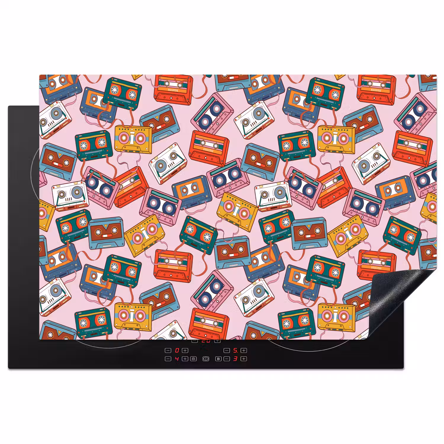 Retro - Disco - Cassettebandjes - Multi Inductie beschermer vinyl 3mm klein 276 -3d