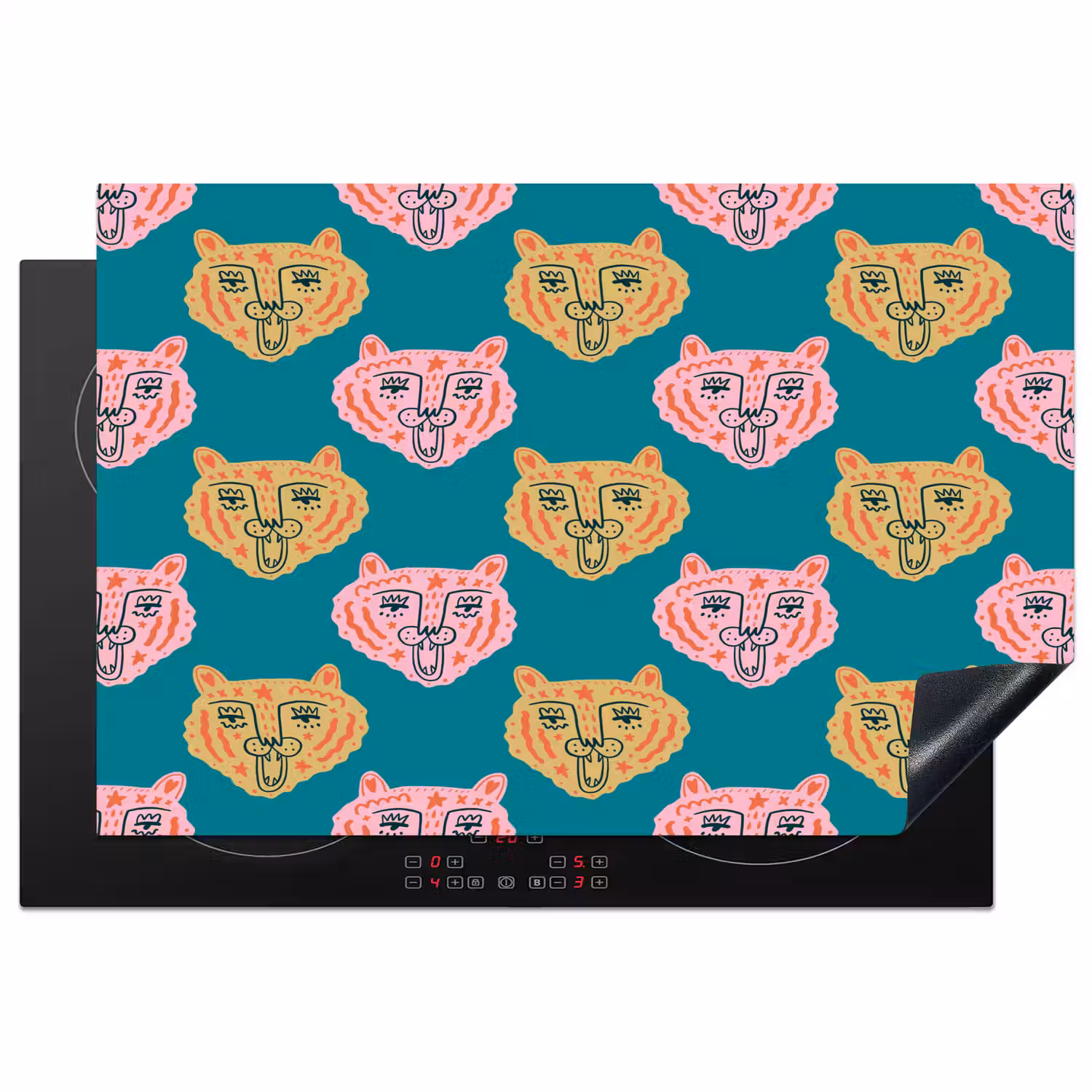 Kattengezichten - Sterren - Turquoise Inductie beschermer vinyl 3mm klein 276 -3d