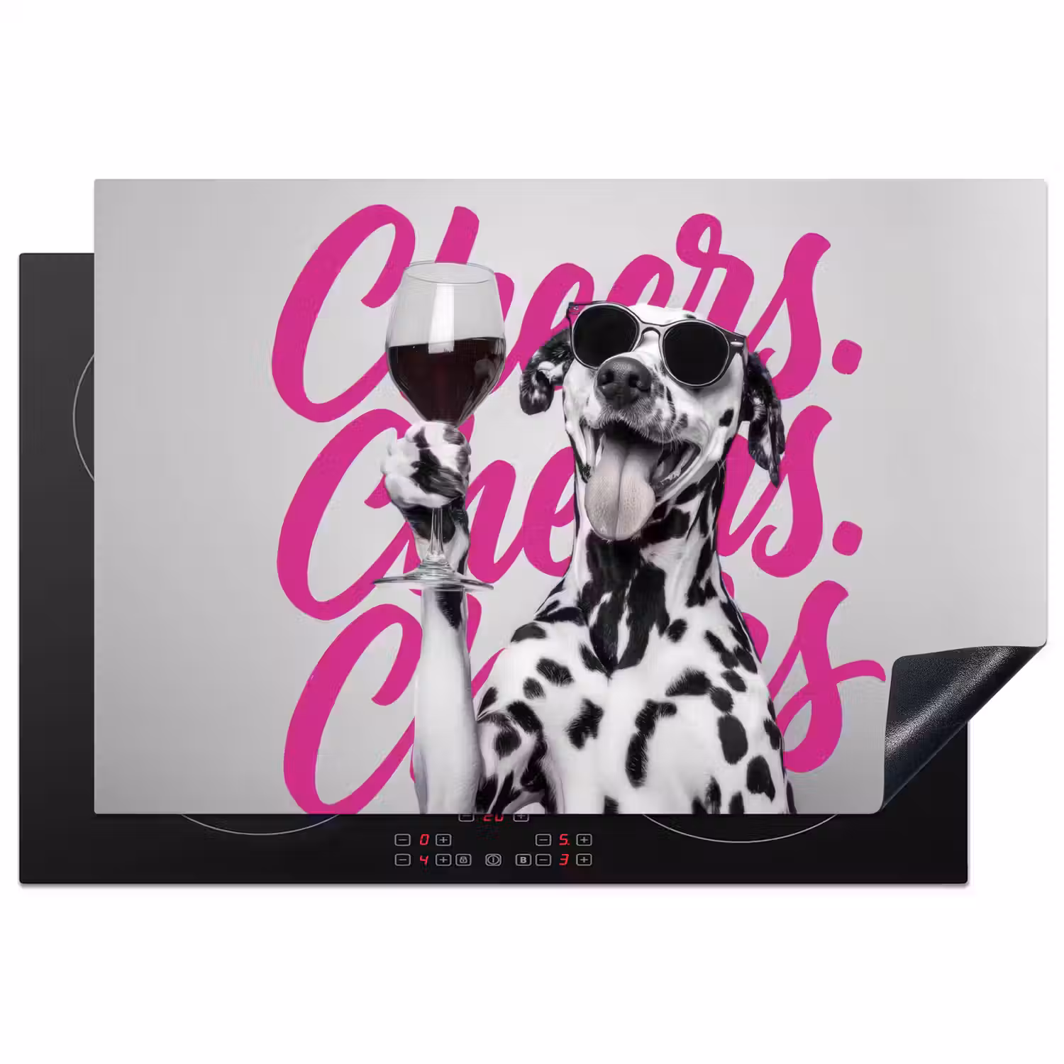 Cheers - Hond - Roze - Wijn Inductie beschermer vinyl 3mm klein -3d