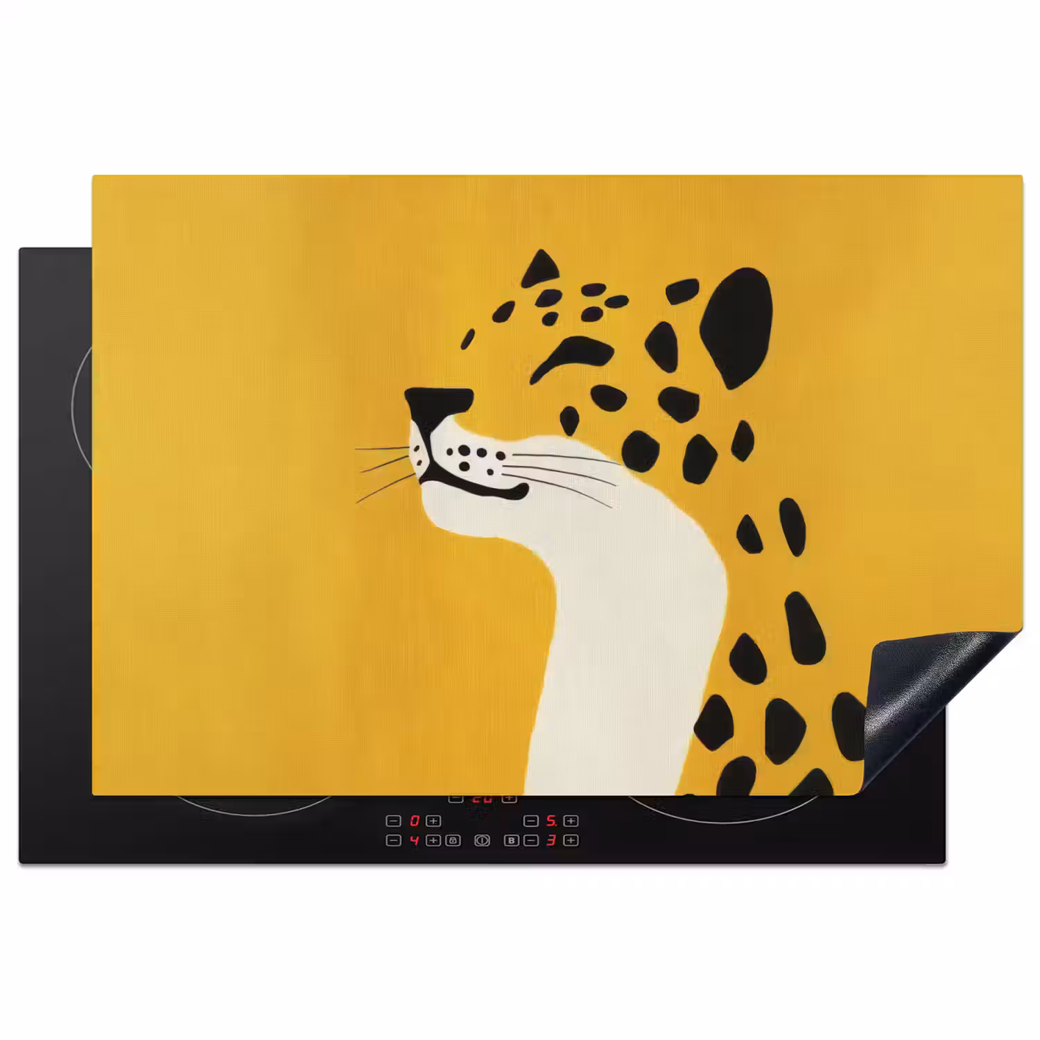 Cheetah - Illustratie - Geel Inductie beschermer vinyl 3mm klein -3d