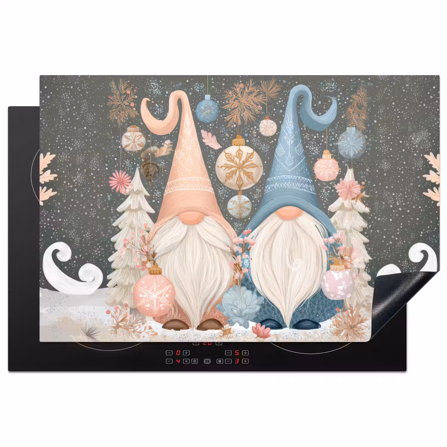 Kerst - Gnomen - Pastel Inductie beschermer vinyl 3mm klein -3d