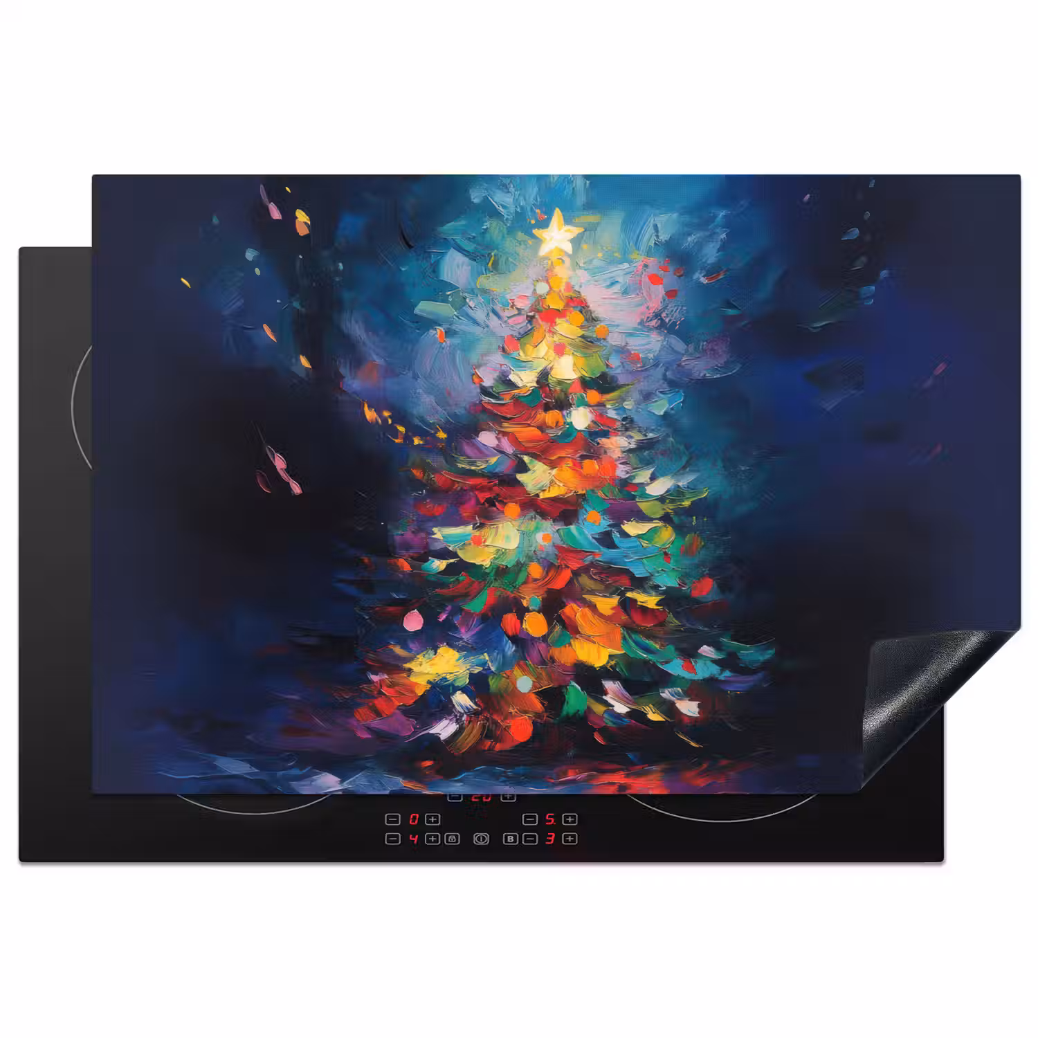 Kerstboom - Kerst - Abstract - Kleurrijk Inductie beschermer vinyl 3mm klein -3d