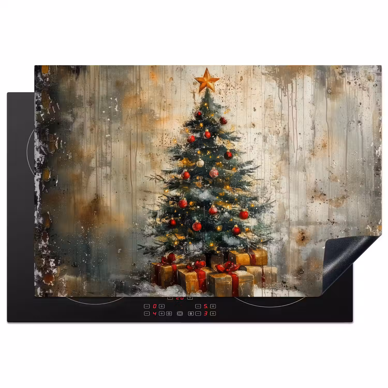 Kerstboom - Vintage - Kerst - Cadeau Inductie beschermer vinyl 3mm klein -3d
