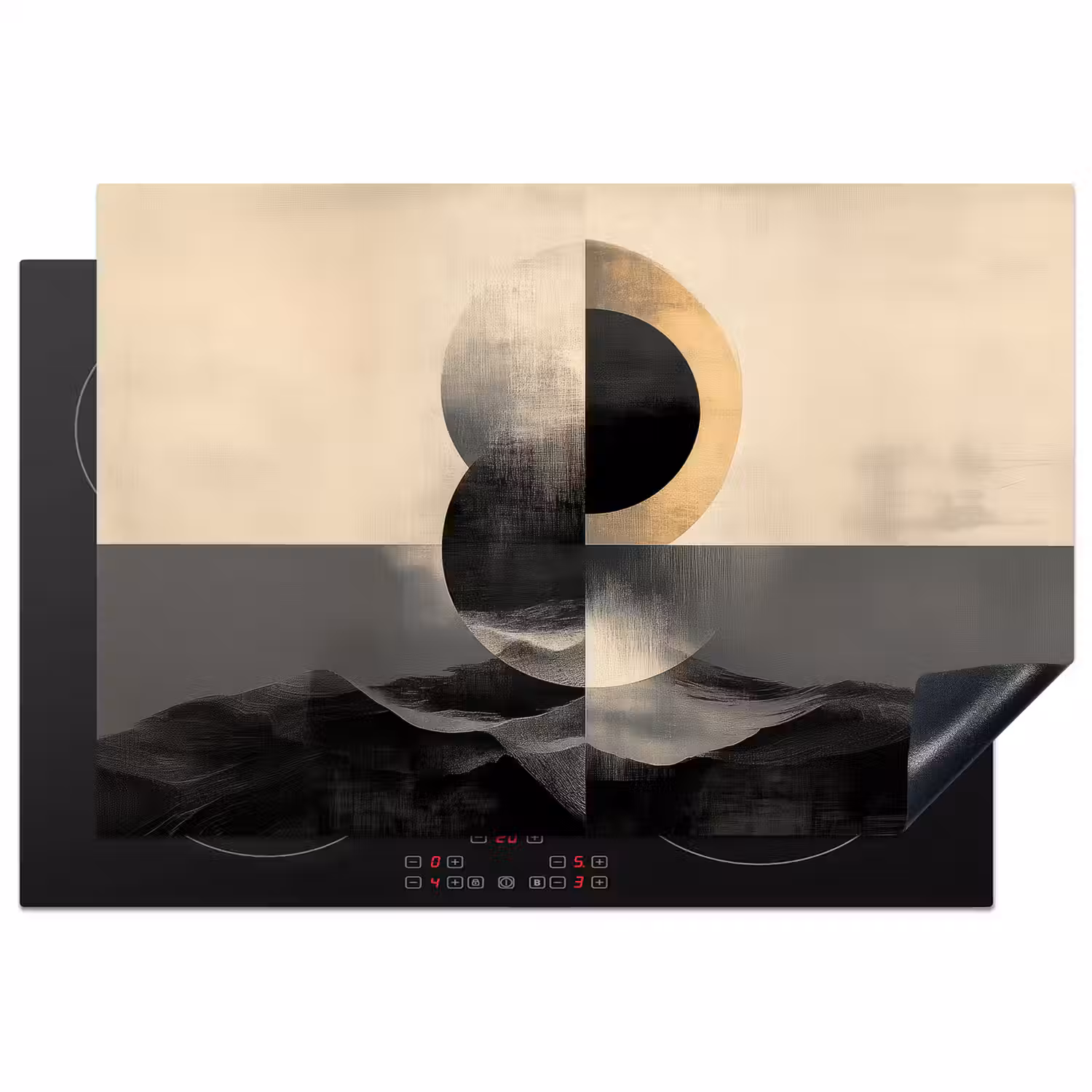 Cirkels - Schaduw - Abstract Inductie beschermer vinyl 3mm klein -3d