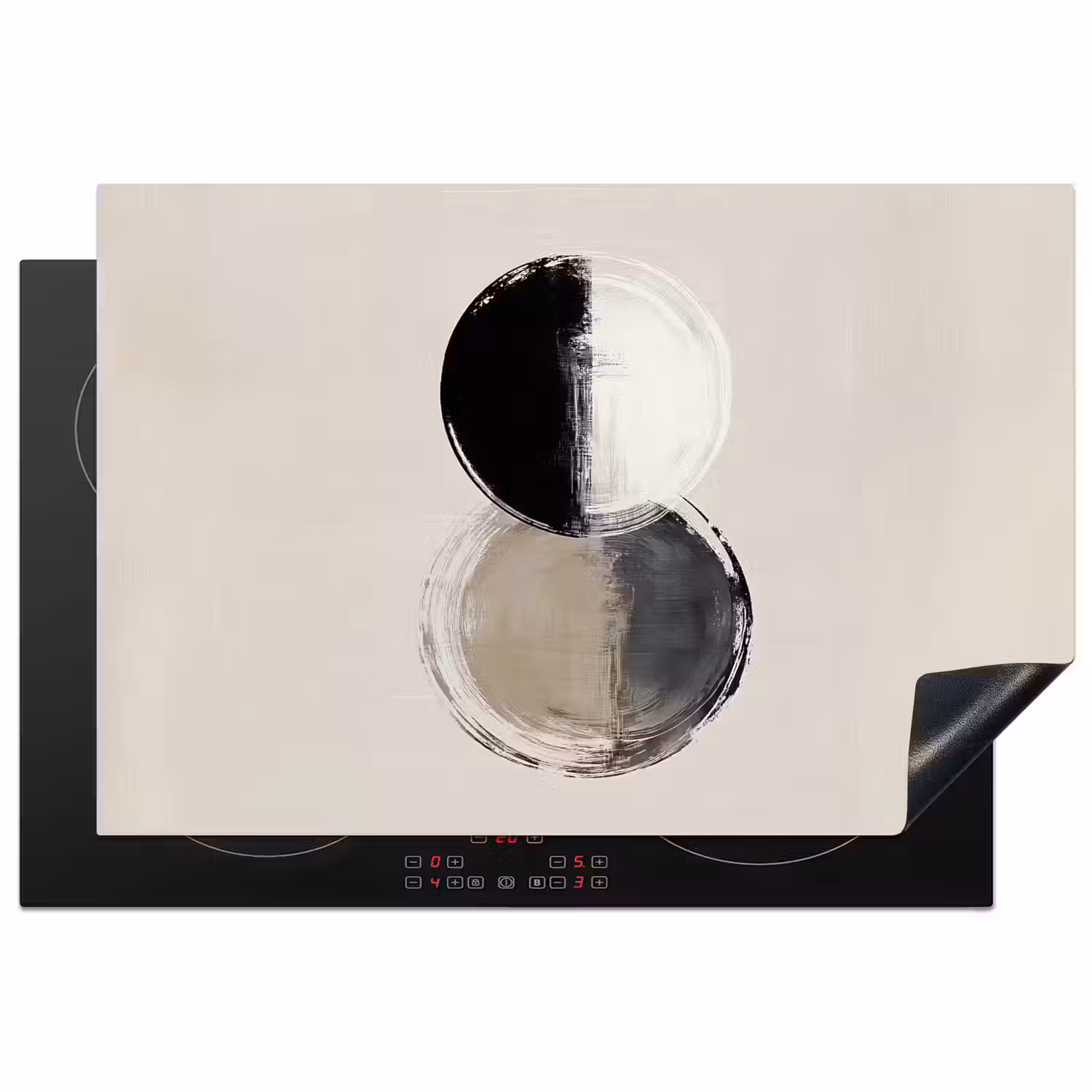 Cirkels - Strepen - Minimalistisch - Zwart Inductie beschermer vinyl 3mm klein -3d
