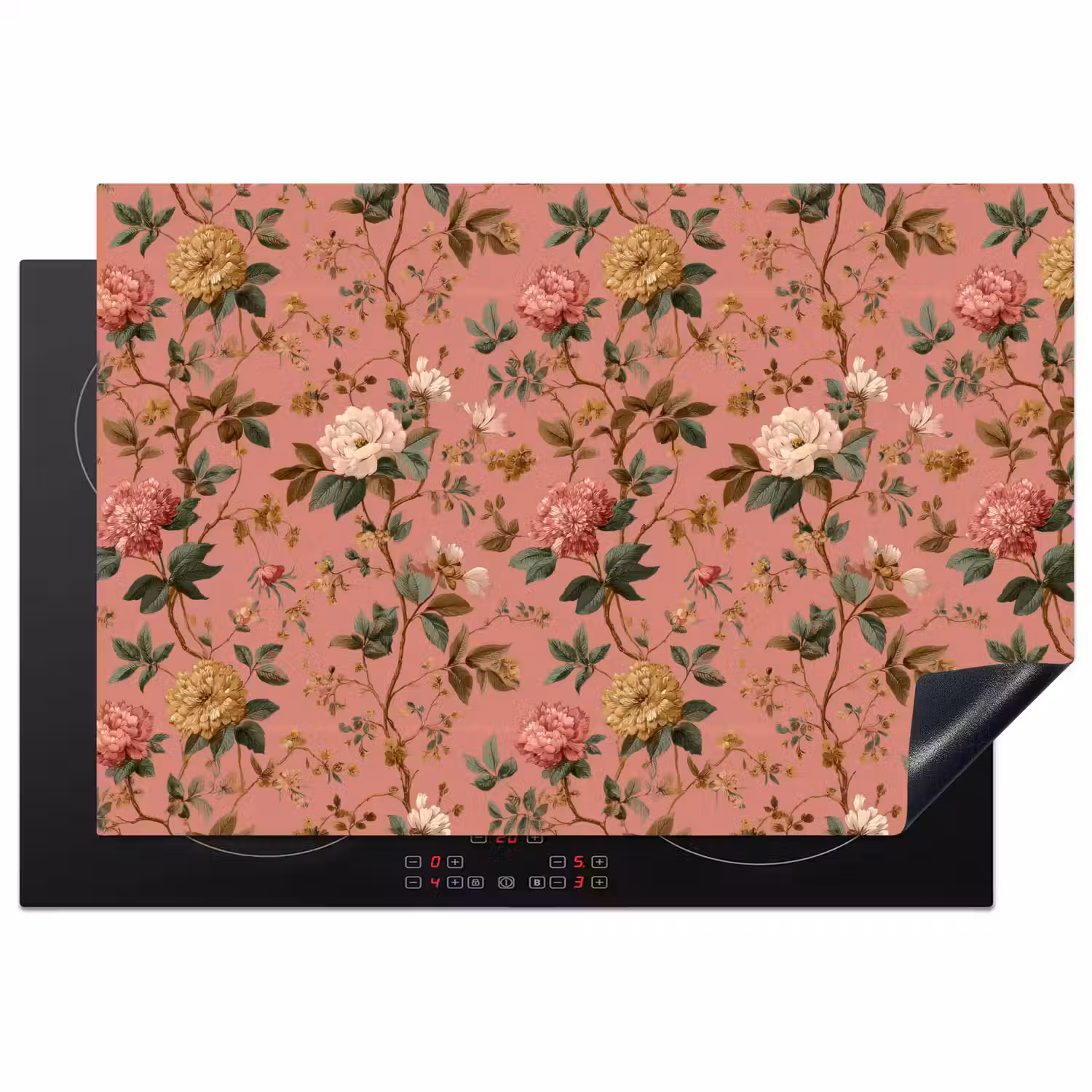 Klassiek - Botanisch - Roze Inductie beschermer vinyl 3mm klein 276 -3d