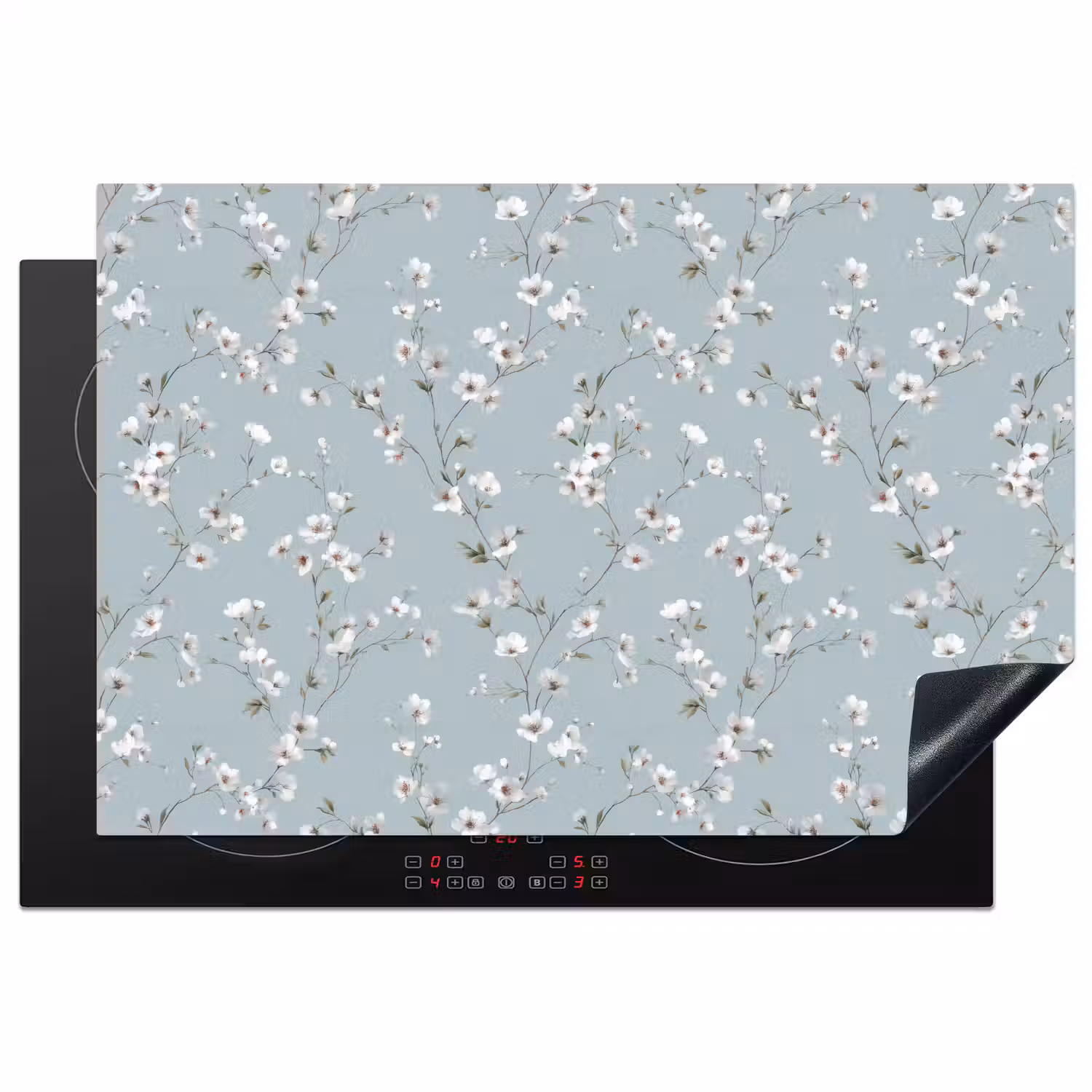 Klassiek - Bloemen - Blauw Inductie beschermer vinyl 3mm klein 276 -3d