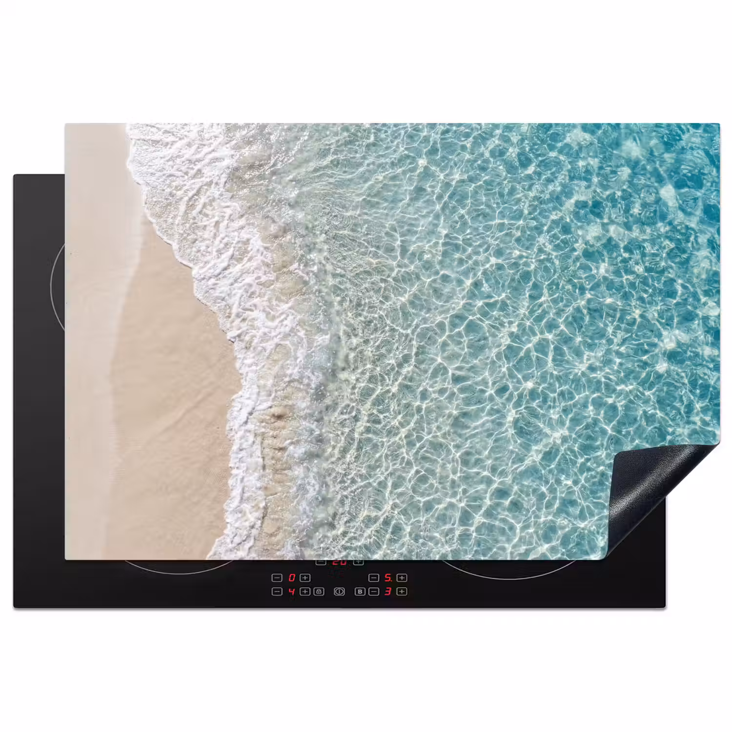 Kust - Zand - Blauw Inductie beschermer vinyl 3mm klein -3d