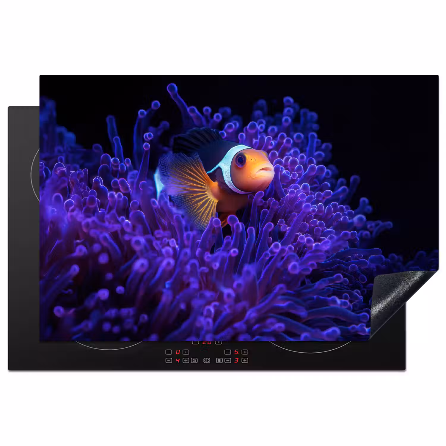 Koraal - Vis - Oranje - Zee Inductie beschermer vinyl 3mm klein -3d