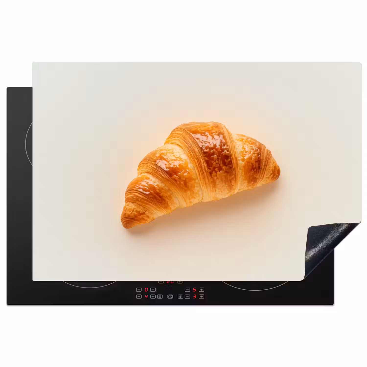 Croissant - Brood - Beige Inductie beschermer vinyl 3mm klein -3d