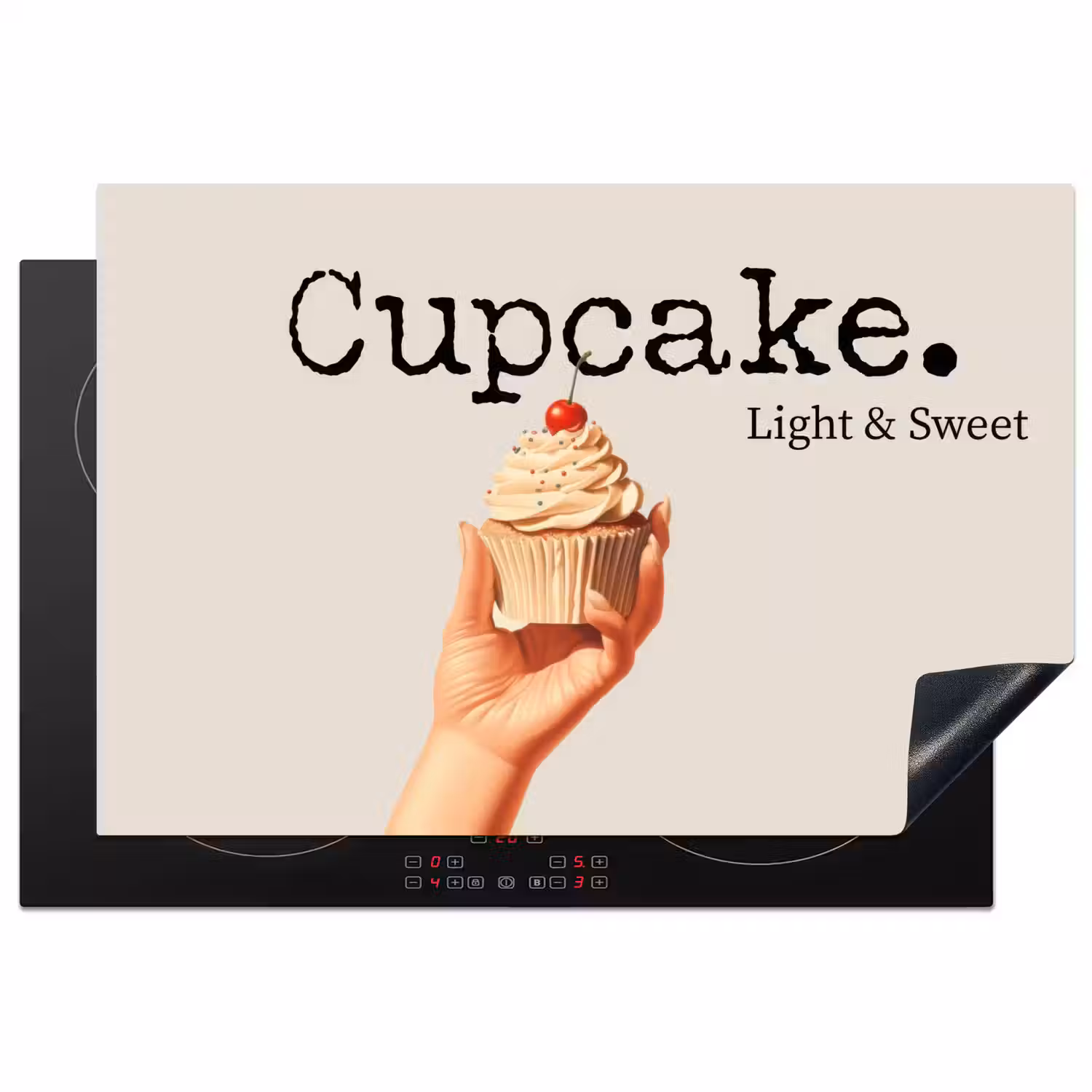 Cupcake - Zoet - Kers Inductie beschermer vinyl 3mm klein -3d