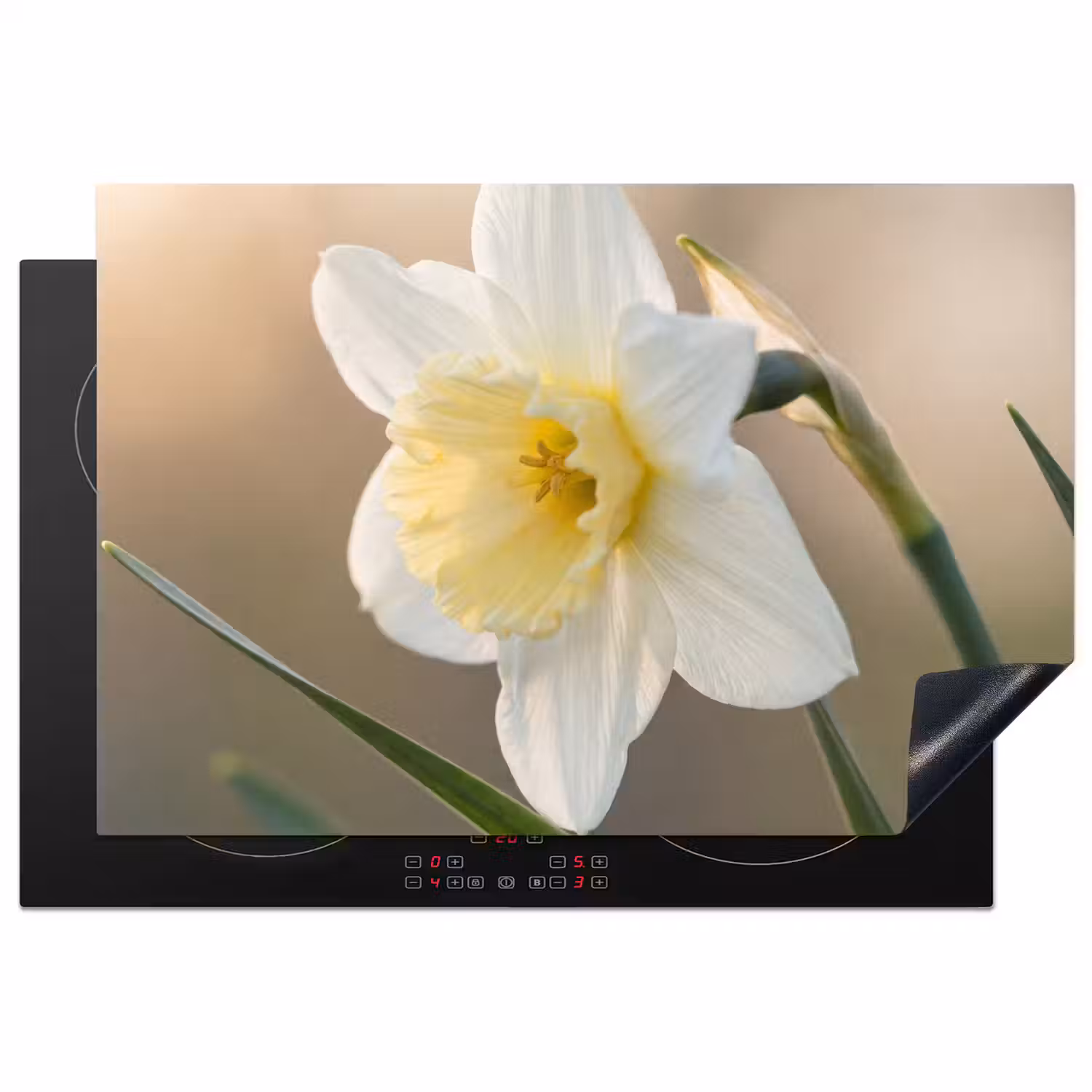 Narcis - Bloem - Minimalistisch Inductie beschermer vinyl 3mm klein -3d