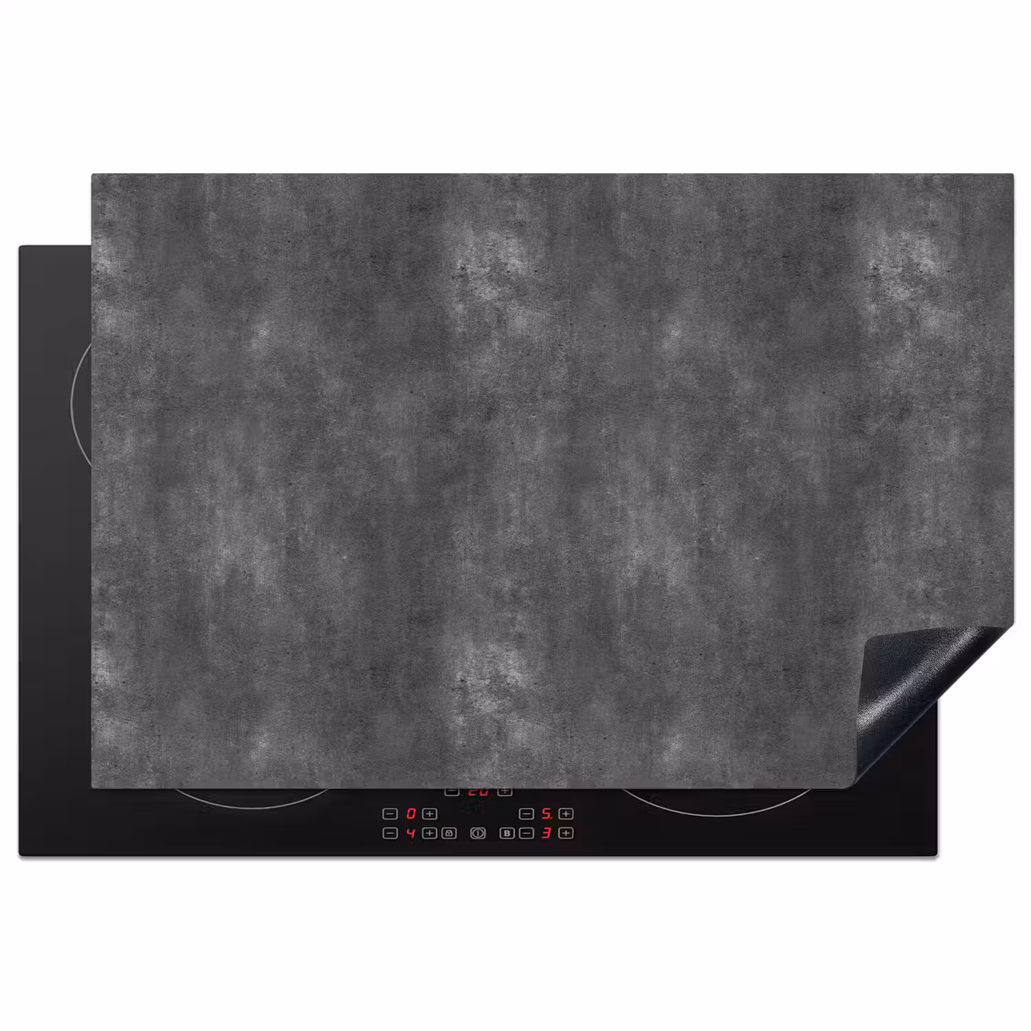 Donkergrijs - Ruw - Beton Inductie beschermer vinyl 3mm klein 276 -3d