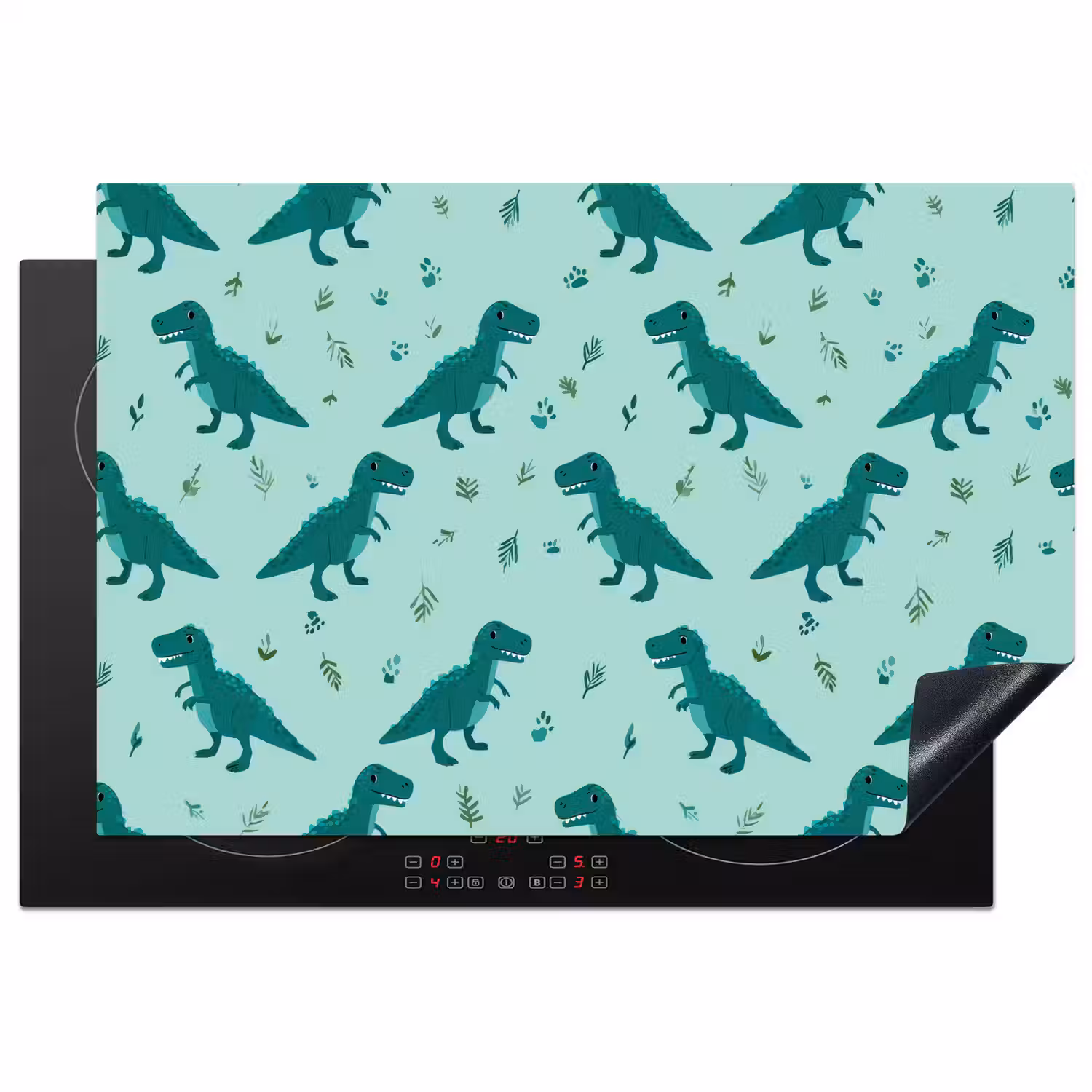 Donkergroen - Dinosaurussen - Afdrukken - Bladeren Inductie beschermer vinyl 3mm klein -3d
