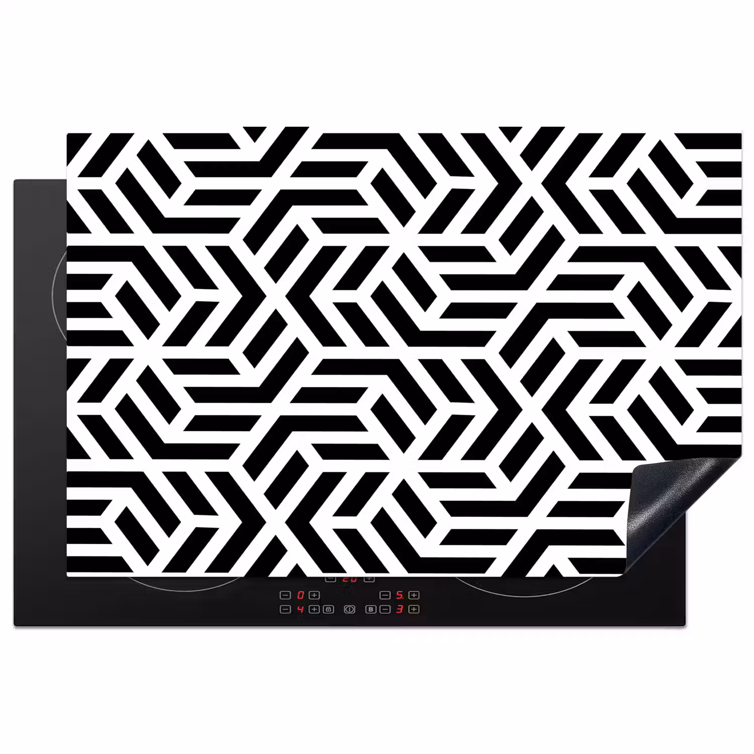 Design - Geometrie - Patroon - Zwart - Wit Inductie beschermer vinyl 3mm klein 276 -3d