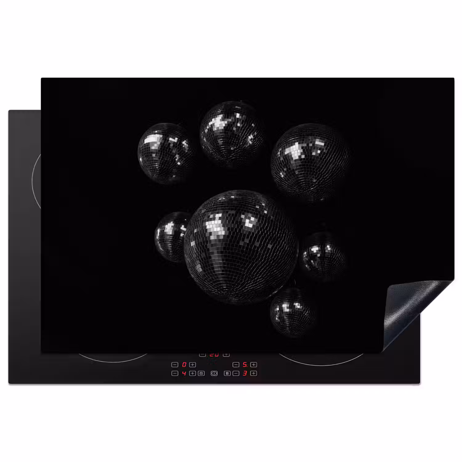 Discoballen - Minimalistisch - Zwart Inductie beschermer vinyl 3mm klein -3d