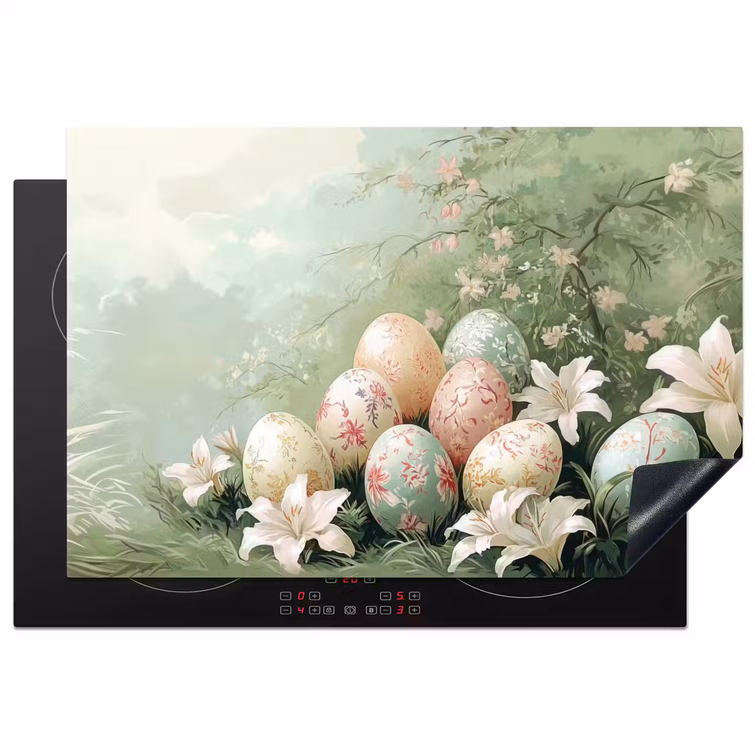 Paaseieren - Pasteltinten - Bloemen Inductie beschermer vinyl 3mm klein -3d