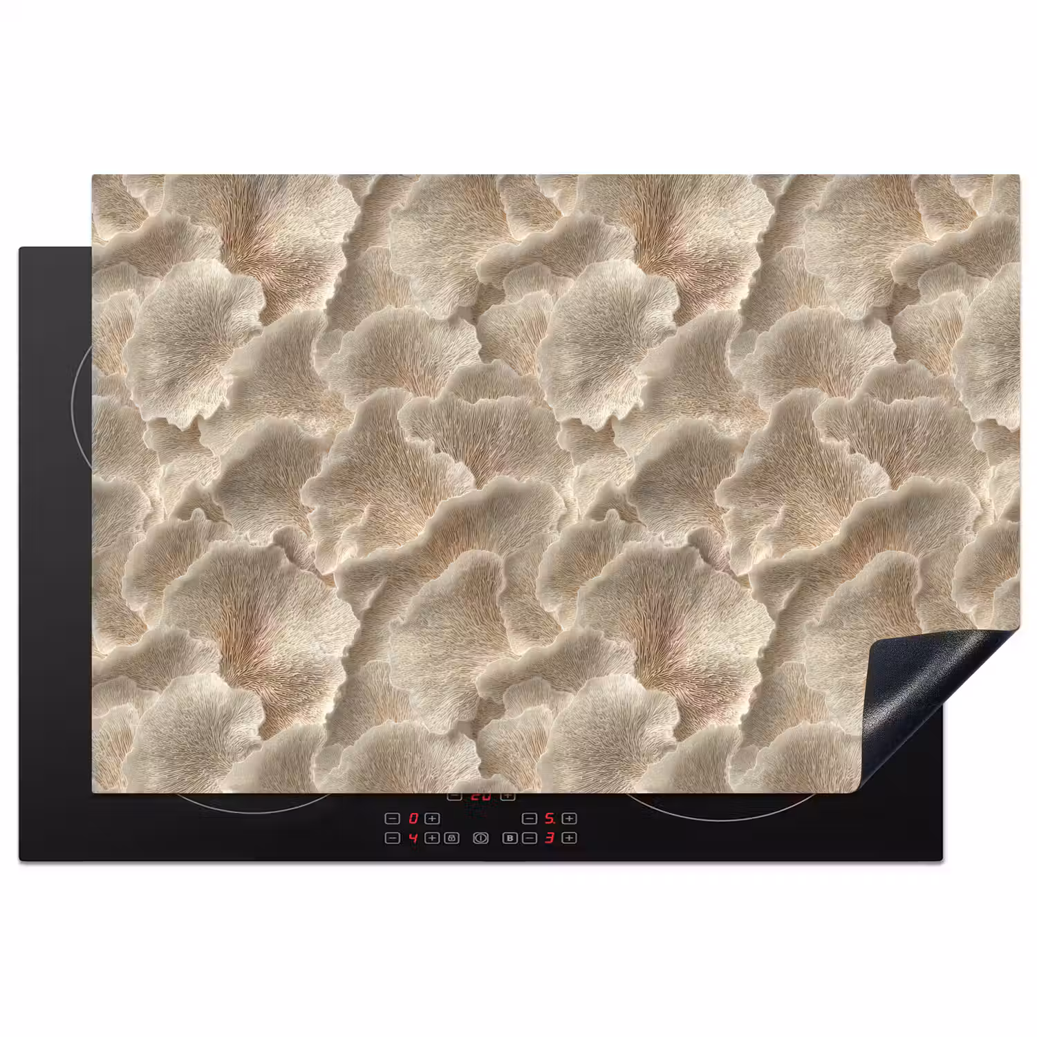 Waaierstructuren - Beige - Vezeltextuur Inductie beschermer vinyl 3mm klein 276 -3d