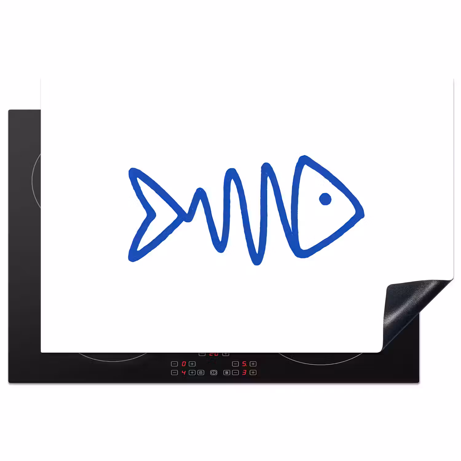 Vis - Minimalistisch - Blauw - Lijn Inductie beschermer vinyl 3mm klein -3d