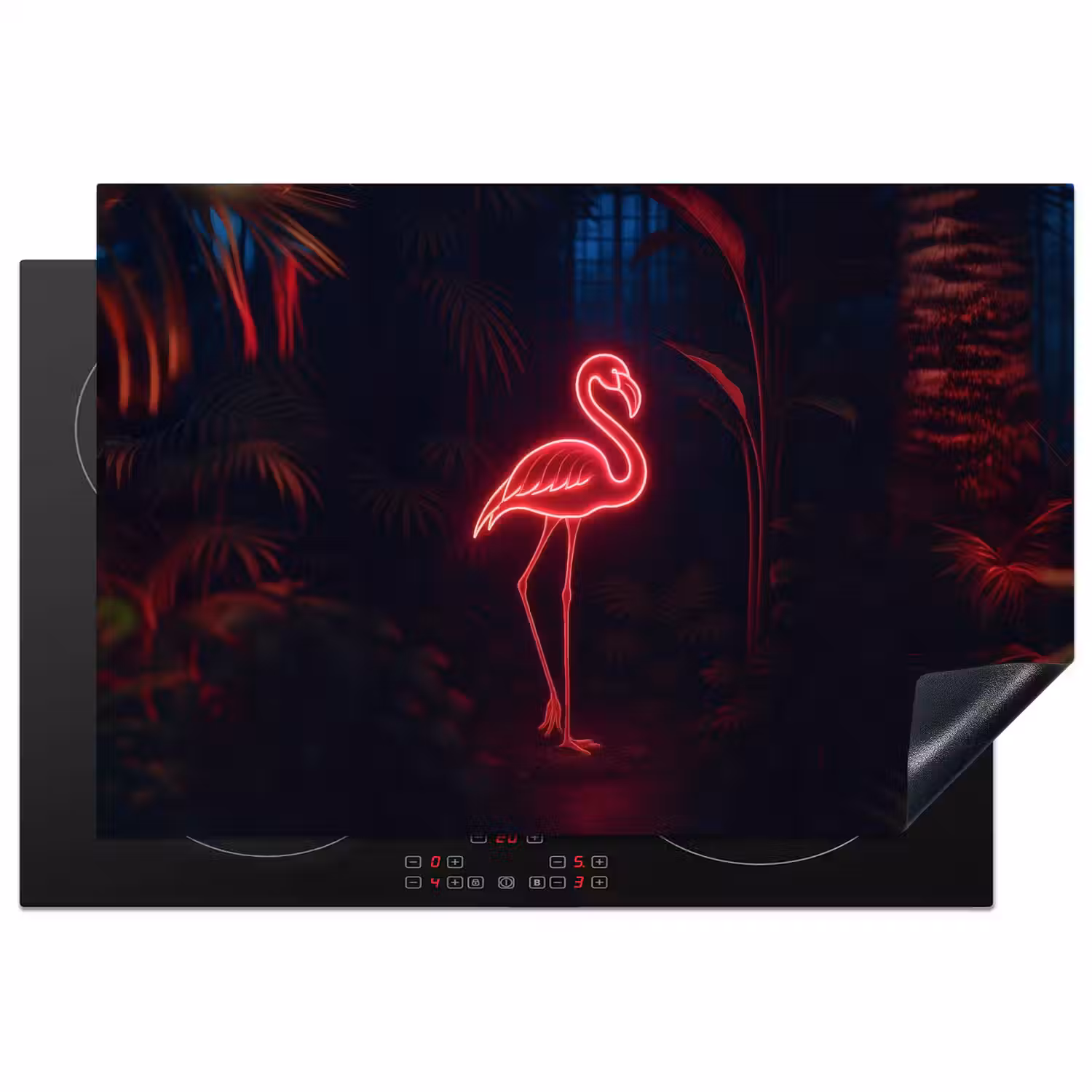 Flamingo - Roze - Neon - Licht Inductie beschermer vinyl 3mm klein -3d