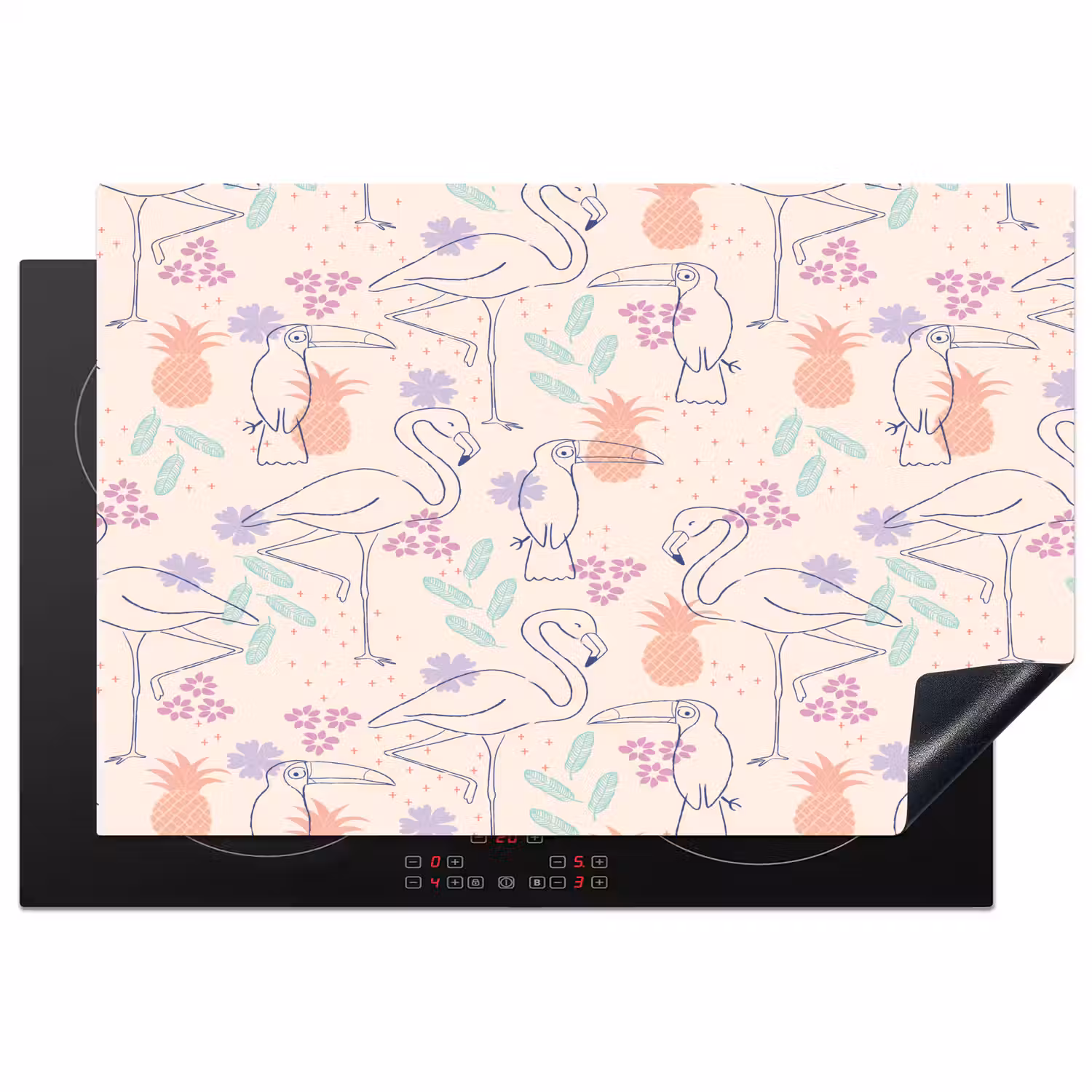 Flamingo - Toekan - Tropisch - Patroon Inductie beschermer vinyl 3mm klein 276 -3d