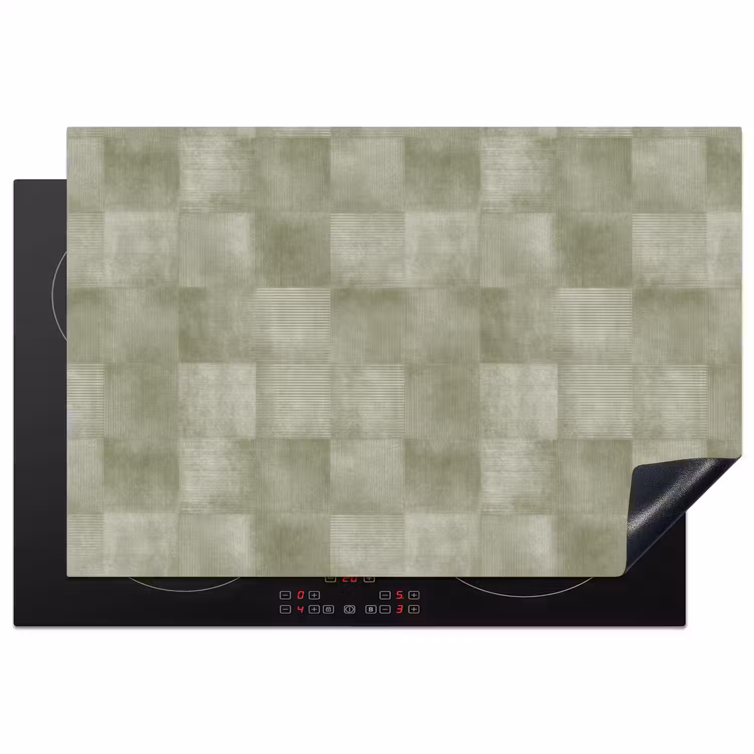Vlakken - Rustiek - Groen Inductie beschermer vinyl 3mm klein 276 -3d