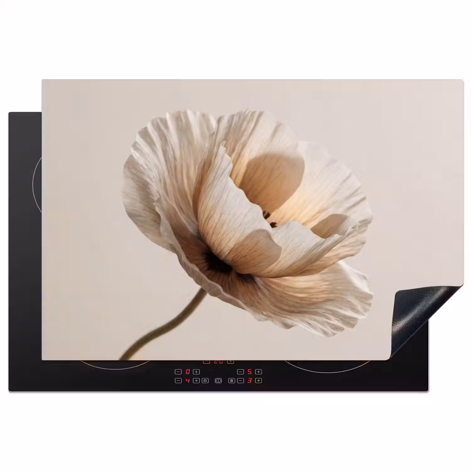 Bloem - Beige - Crème Inductie beschermer vinyl 3mm klein -3d