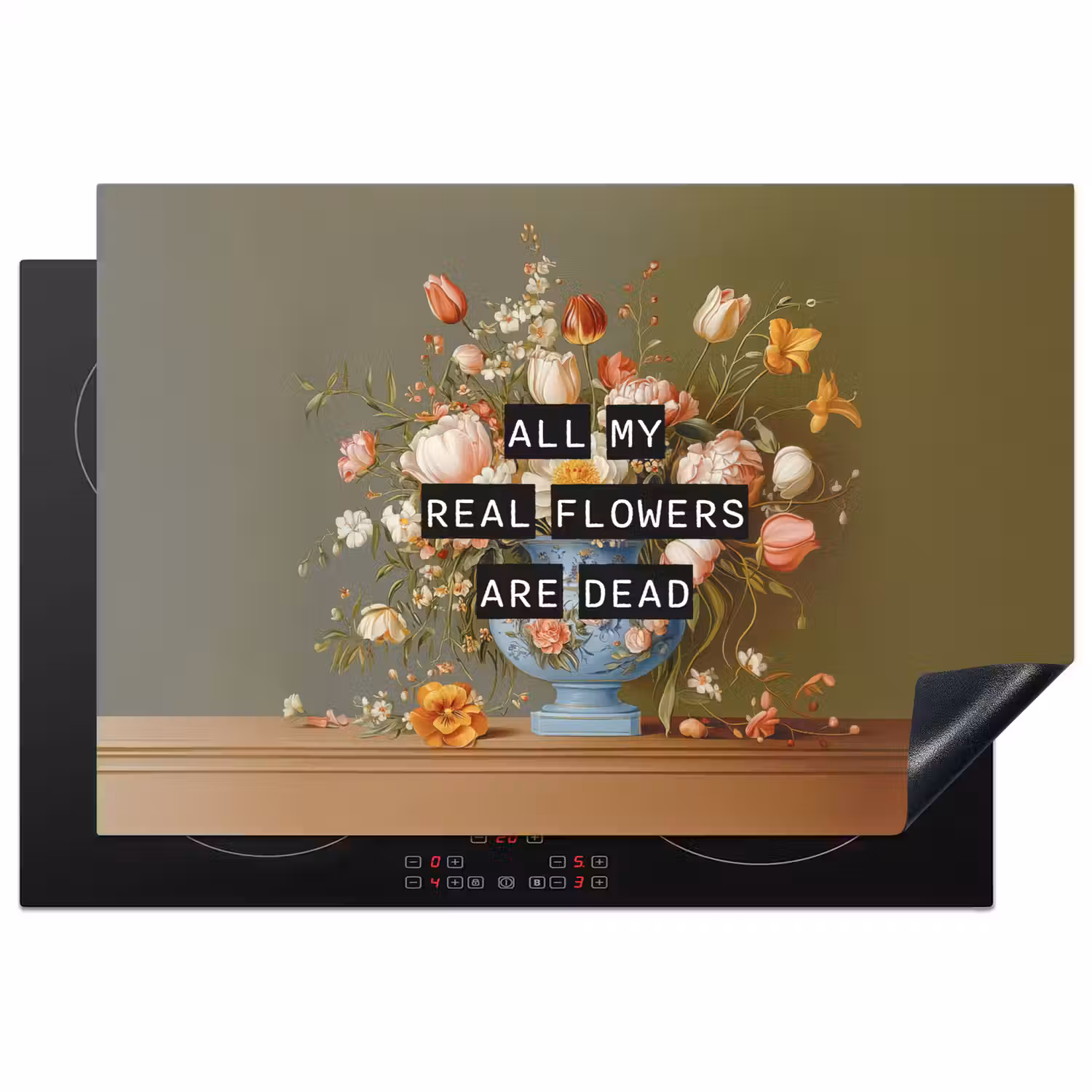 Bloem - Quote - Vintage - Art Inductie beschermer vinyl 3mm klein -3d