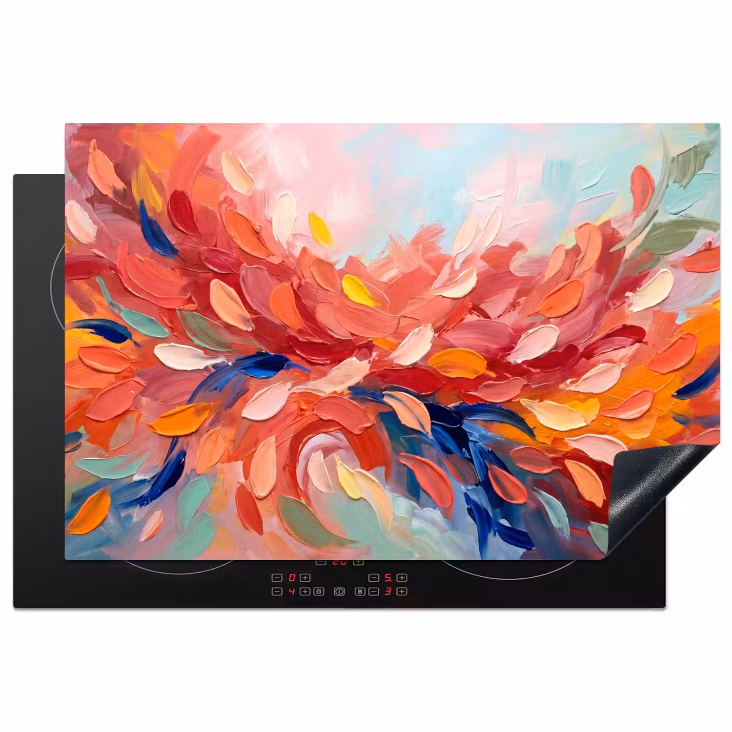 Bloemen - Abstract - Kunst - Modern Inductie beschermer vinyl 3mm klein -3d
