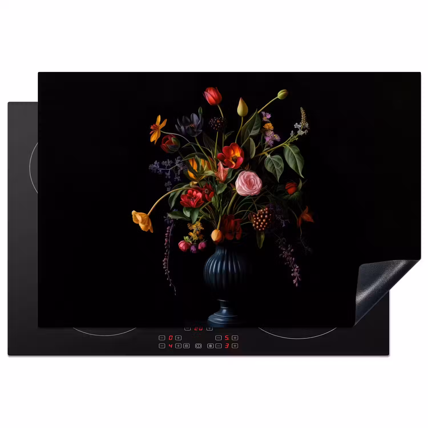 Bloemen - Bessen - Klassiek Inductie beschermer vinyl 3mm klein -3d