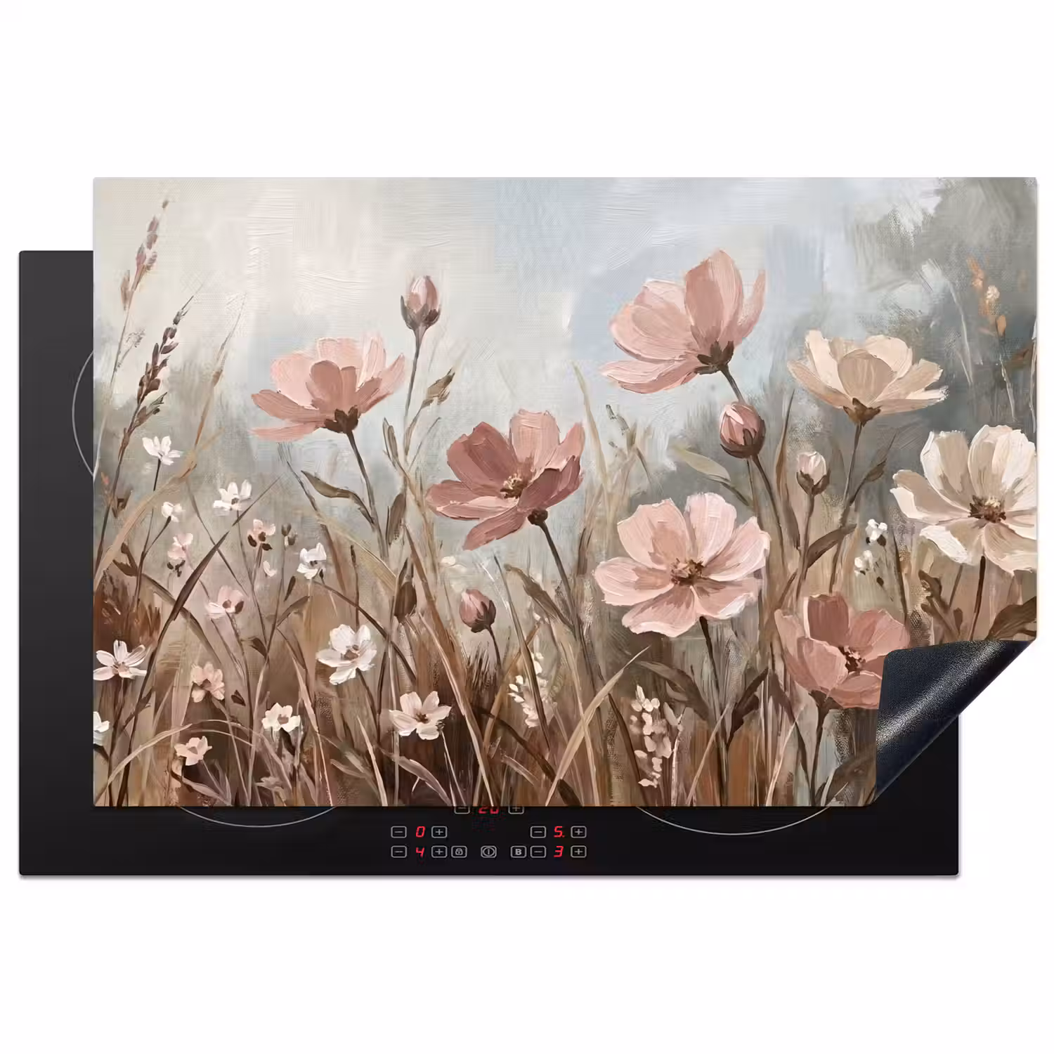 Bloemen - Botanisch - Schilderij - Pastel - Rustiek Inductie beschermer vinyl 3mm klein -3d