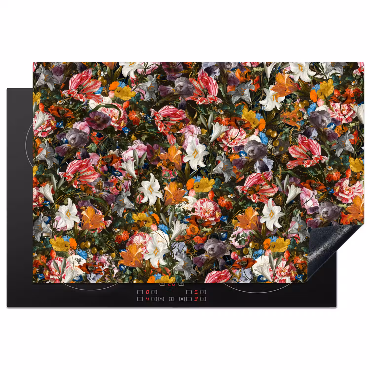 Bloemen - Vlinder - Design - Kunst - Abstract - Schilderij - Oude meesters Inductie beschermer vinyl 3mm klein -3d