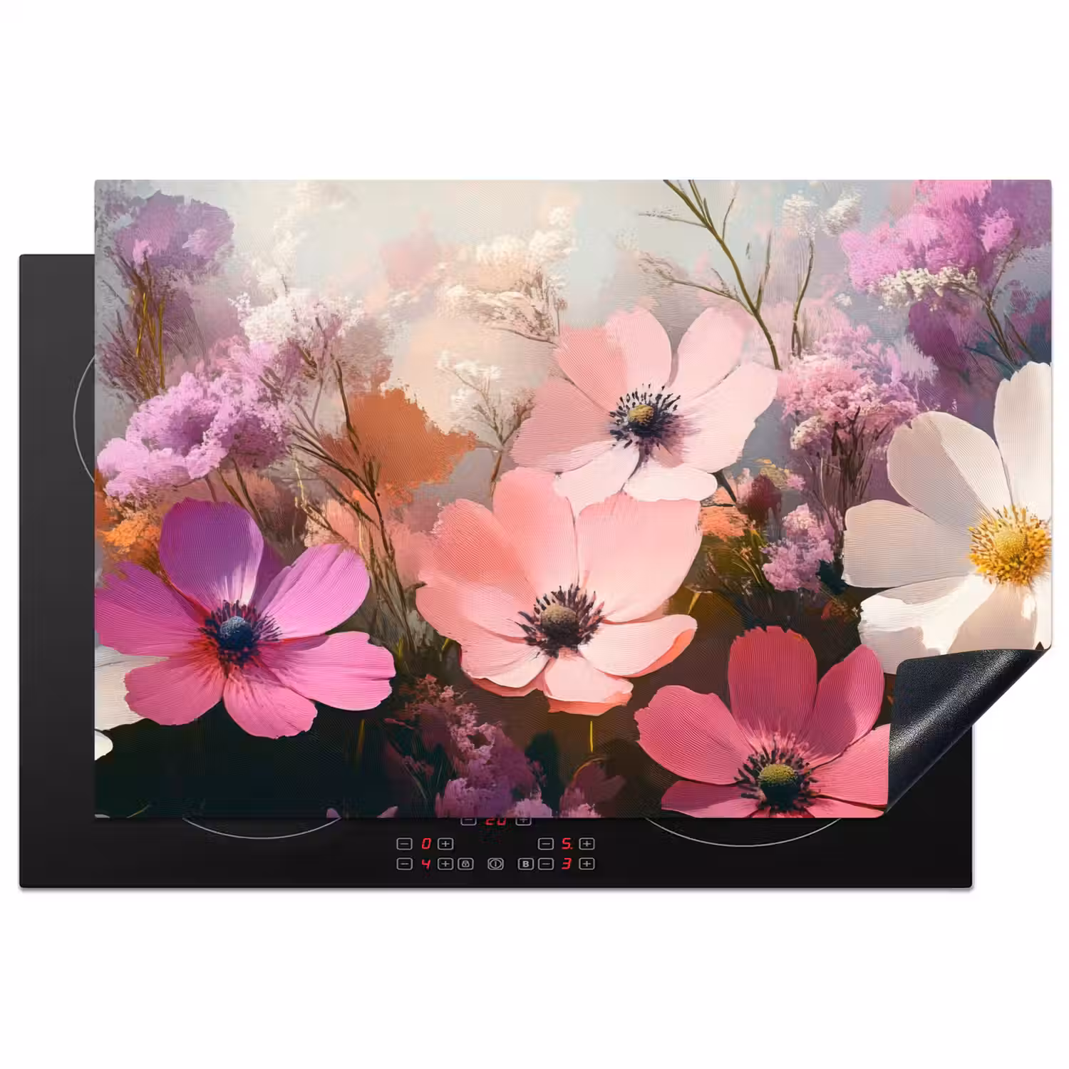 Bloemen - Kleurrijk - Bloei Inductie beschermer vinyl 3mm klein -3d