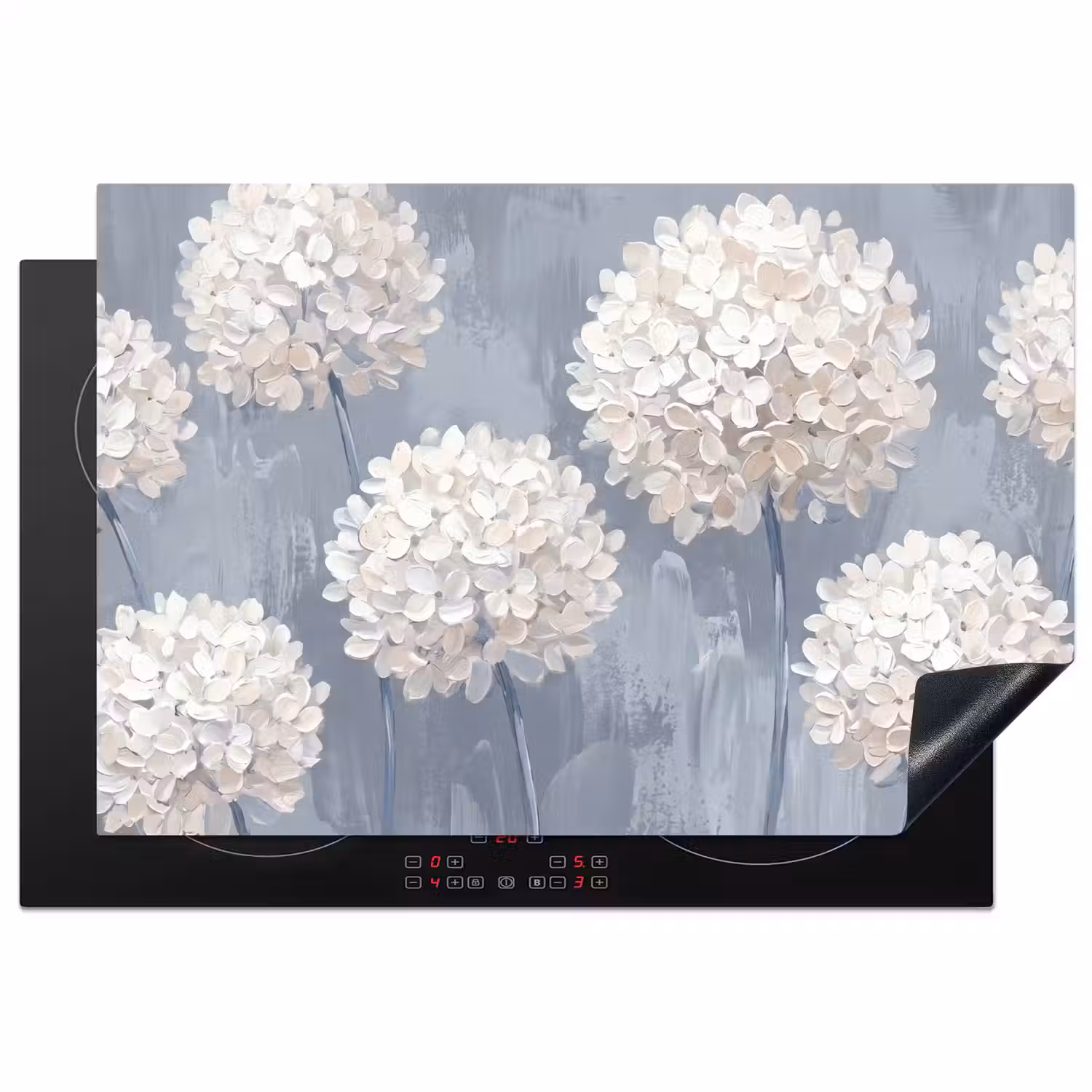 Bloemen - Illustratie - Blauw Inductie beschermer vinyl 3mm klein -3d